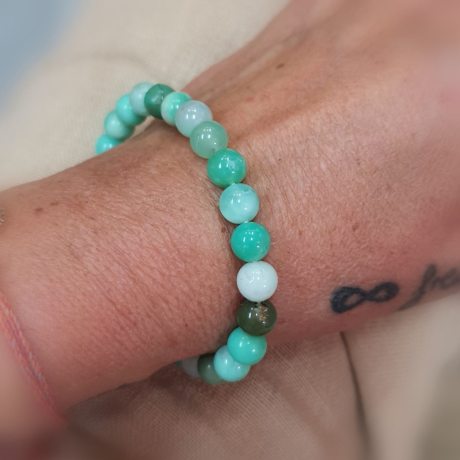 Chrysopras Edelstein Armband 16,4 cm · AA Qualität · Reiki geweiht · Herzchakra Stein für Vertrauen, Heilung & neue Lebensfreude.