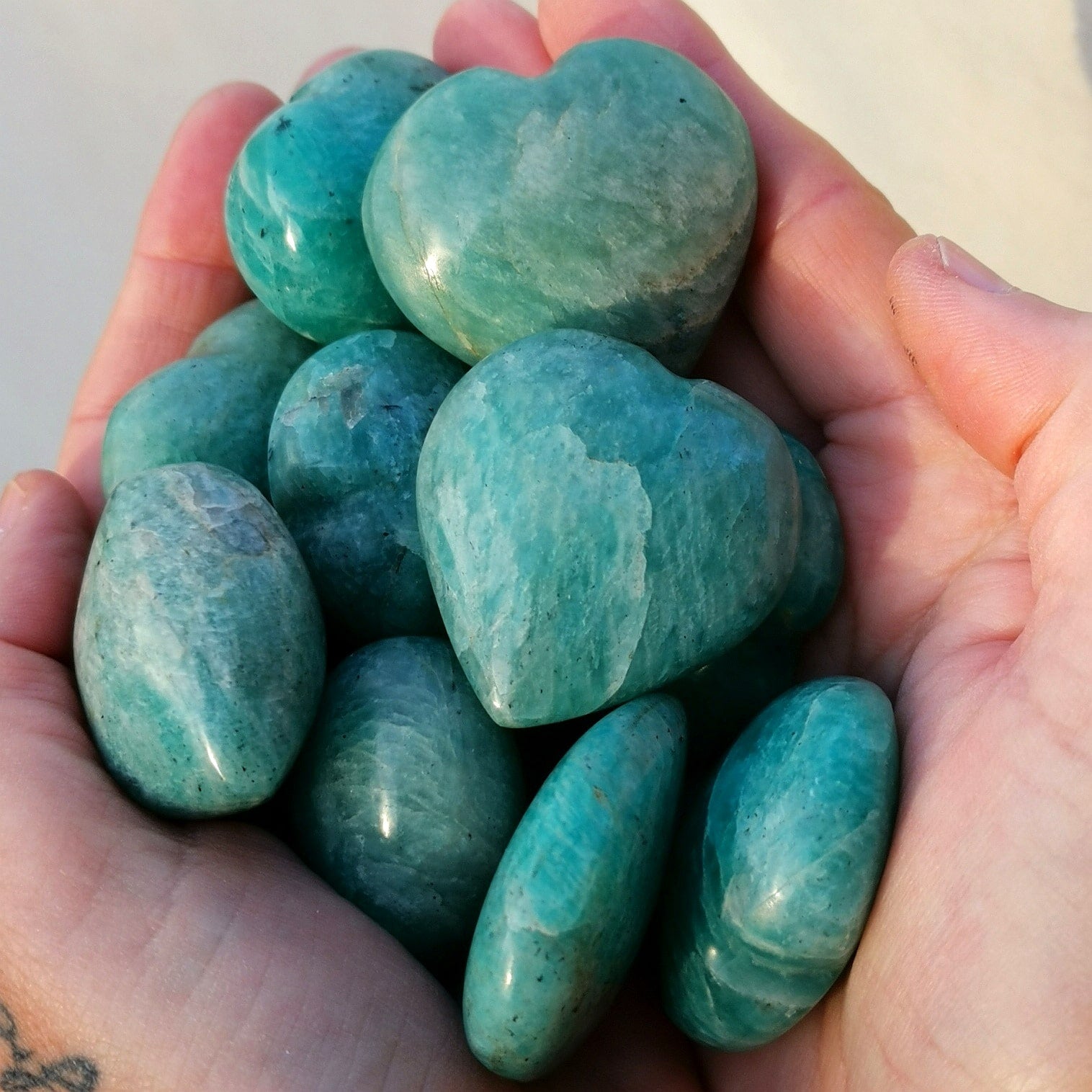 Amazonit Herz Edelstein – Anti-Stress · Meditation · Reiki · Yoga · Harmonie