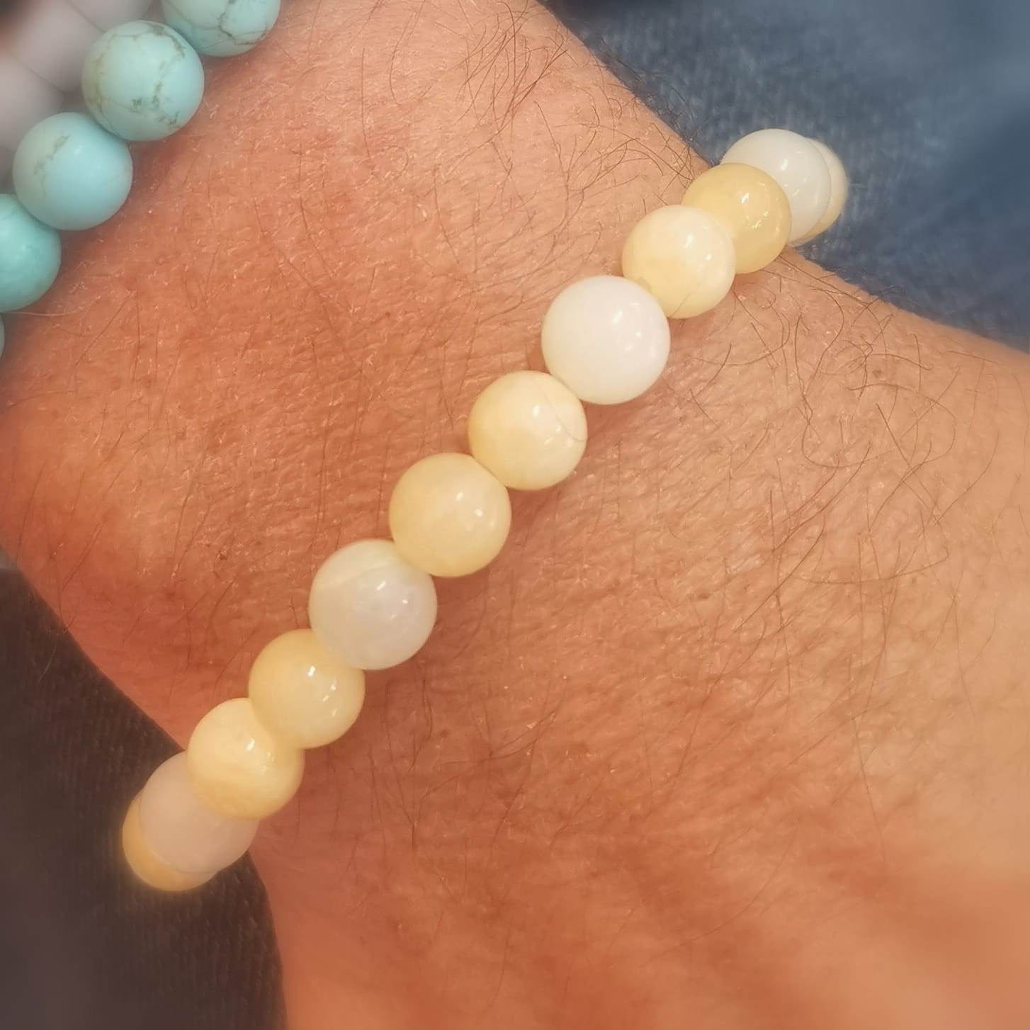 Jade & Orangencalcit Edelstein Karma Chakra Armband XL – für Ausgleich & innere Stärke