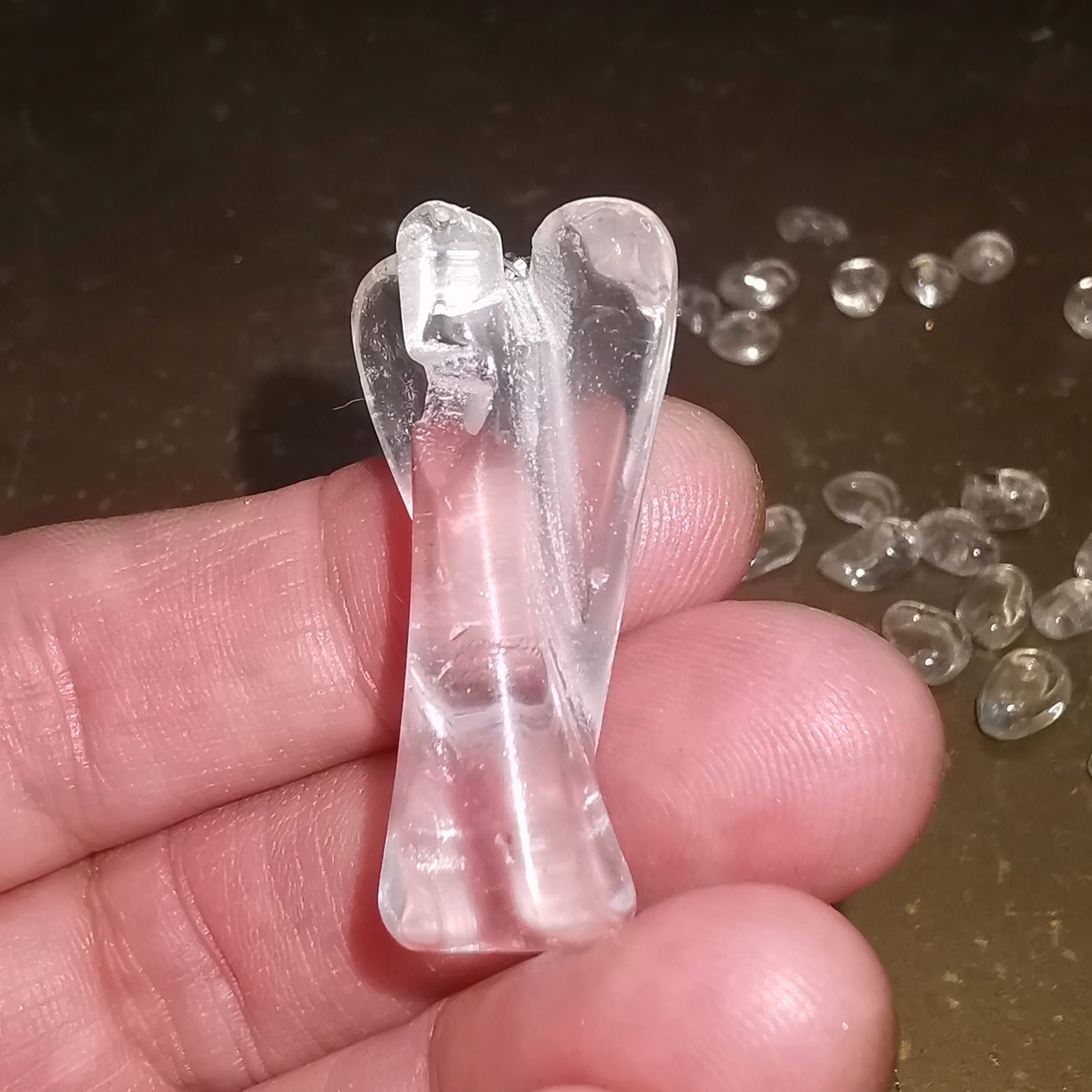 Aura Schutz Edelstein Bergkristall Engel Anhänger – geweiht für Klarheit, Schutz