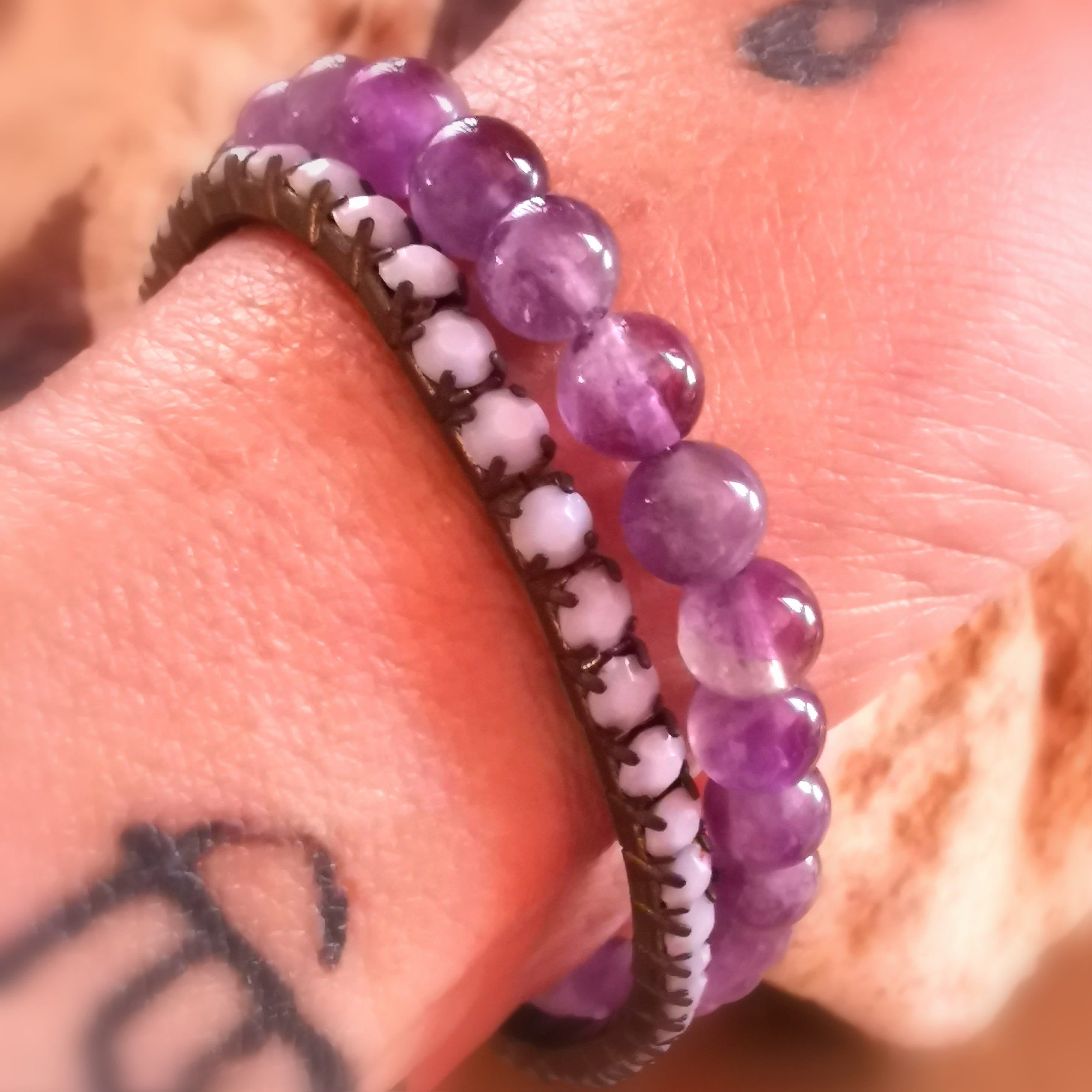 Amethyst Armband & Bijou Armband – geweihtes 2er Set für Ruhe & Klarheit