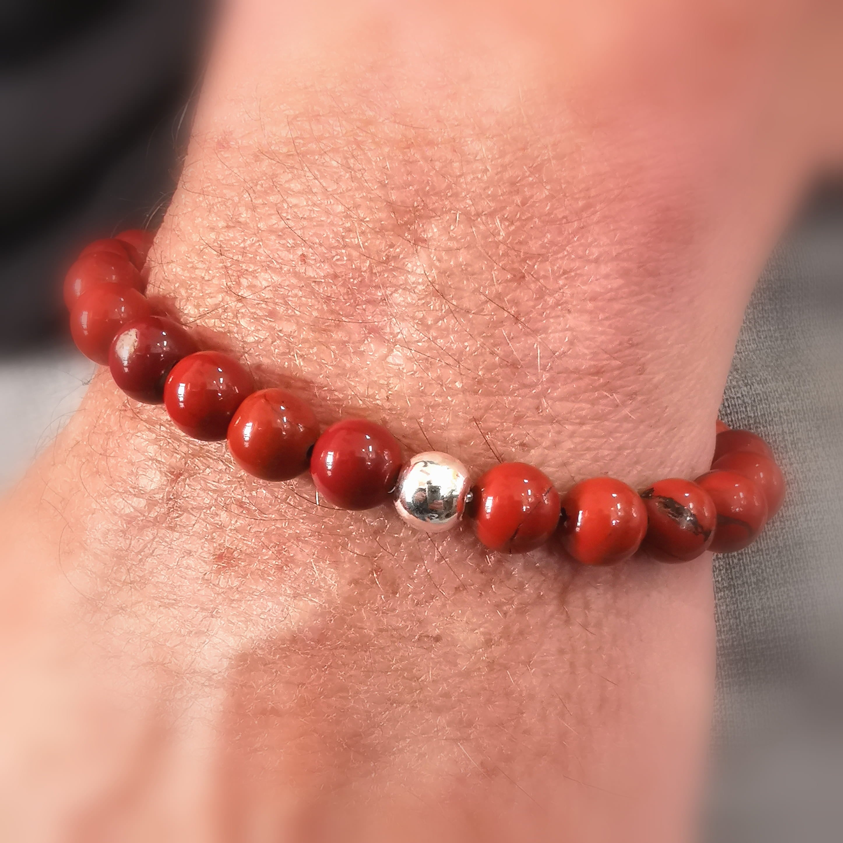 Roter Jaspis Edelstein Armband 8 mm XL – geweiht für Kraft & neue Lebensenergie