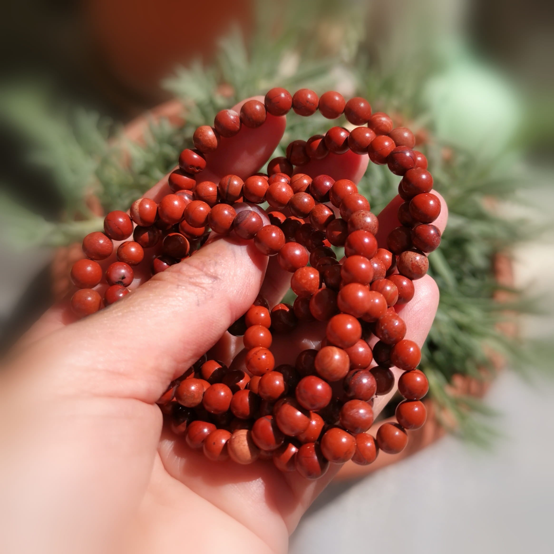 Roter Jaspis Edelstein Armband 6 mm – geweiht für Erdung, Mut & Wurzelchakra Kraft