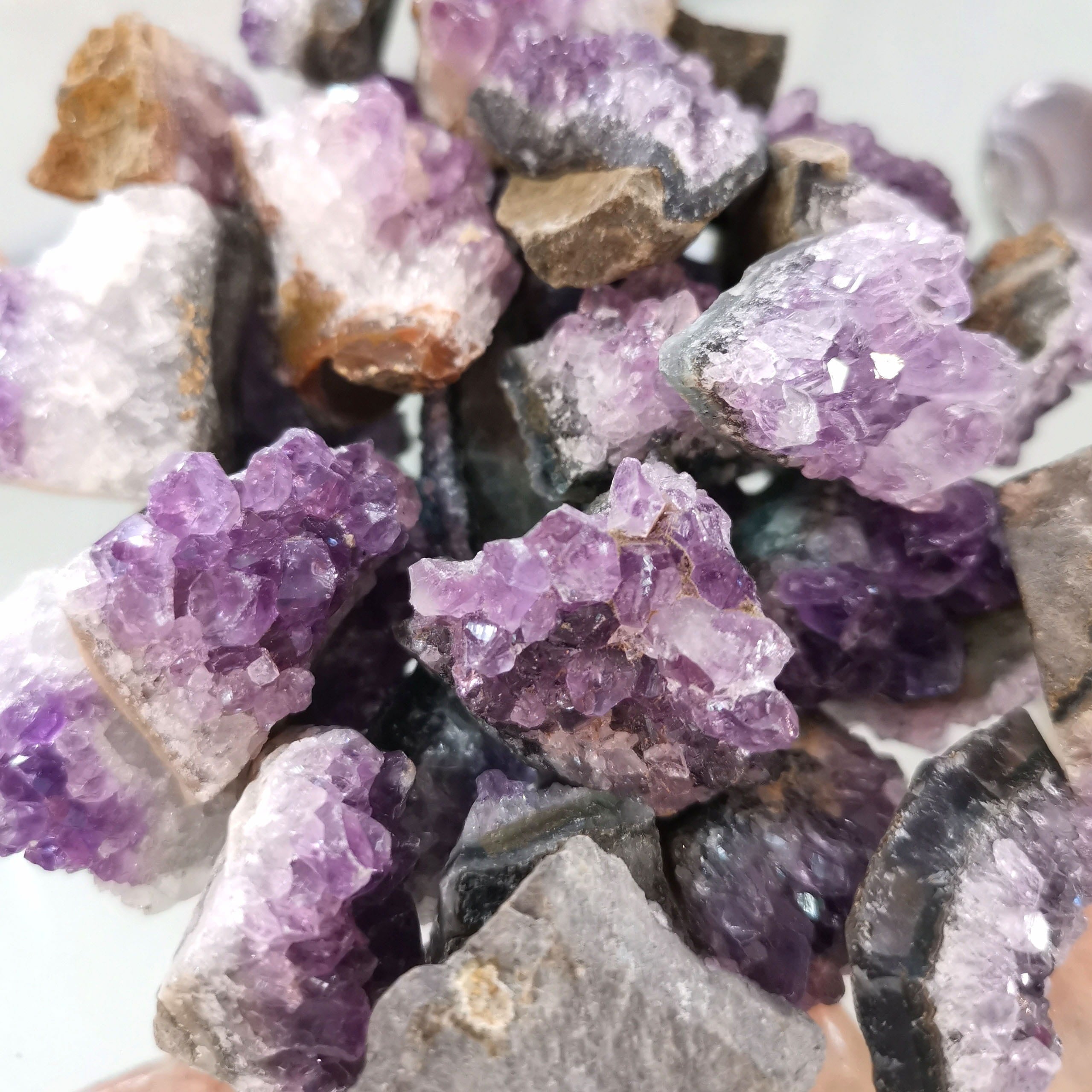 Amethyst Glücksdruse Naturstücke – geweiht für Offenheit, Vertrauen & Harmonie