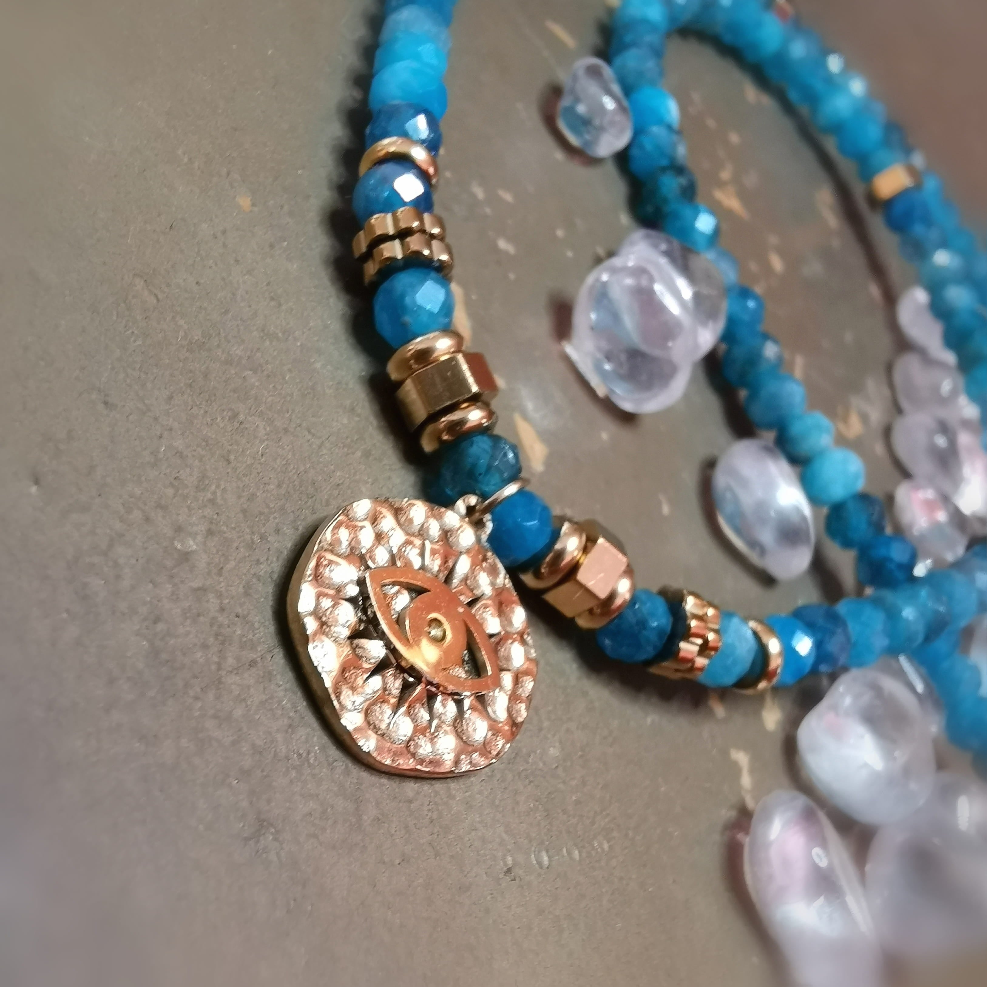 Eye in the Sky – Amazonit Karma Edelstein Kette mit Horus Auge - Schutz, Intuition