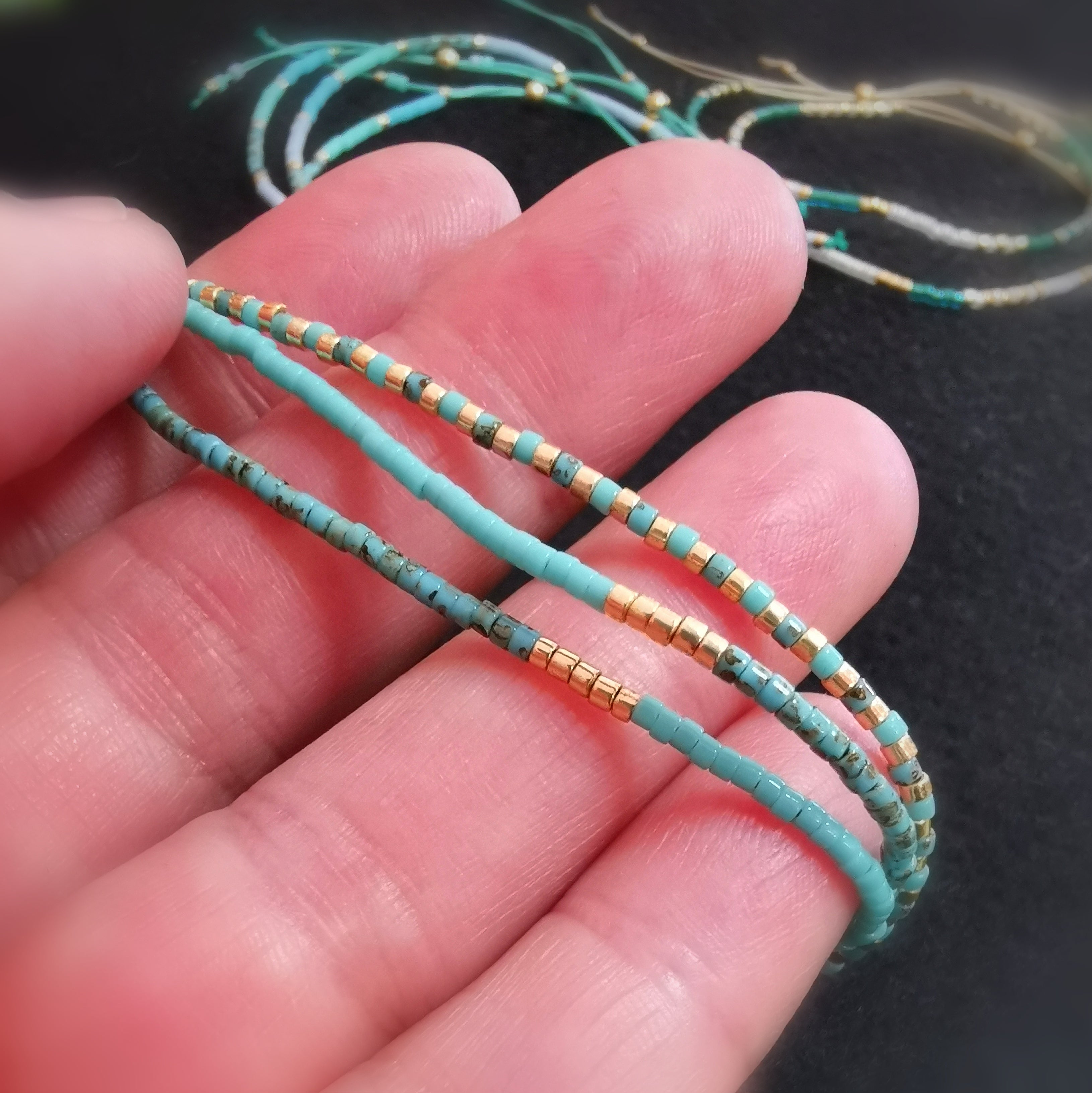 Miyuki Perlen Faden Lagen Armband Gold Türkis – geweiht für Freiheit, Lebensfreude