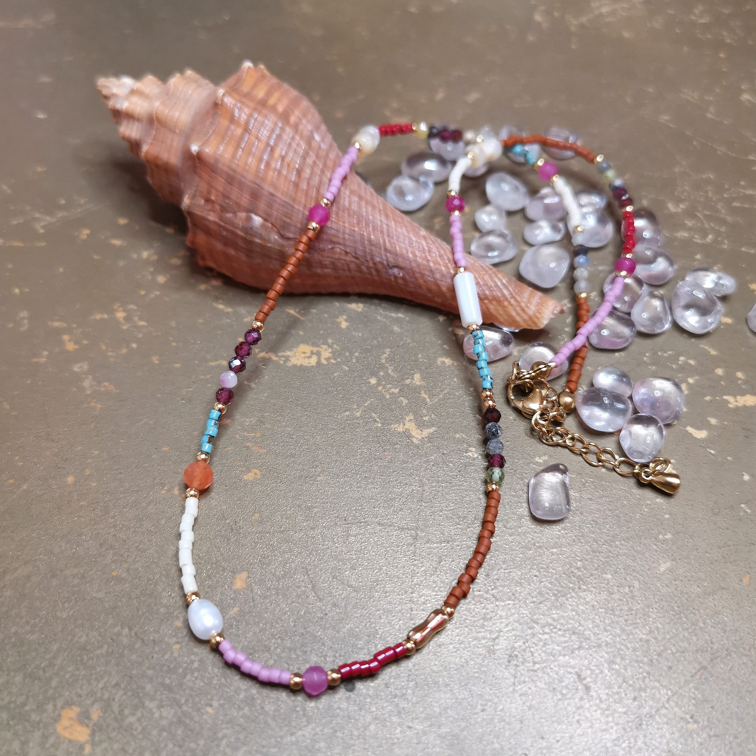 Boho Edelstein Kette bunt – geweiht für Lebensfreude, Freiheit & positive Energie