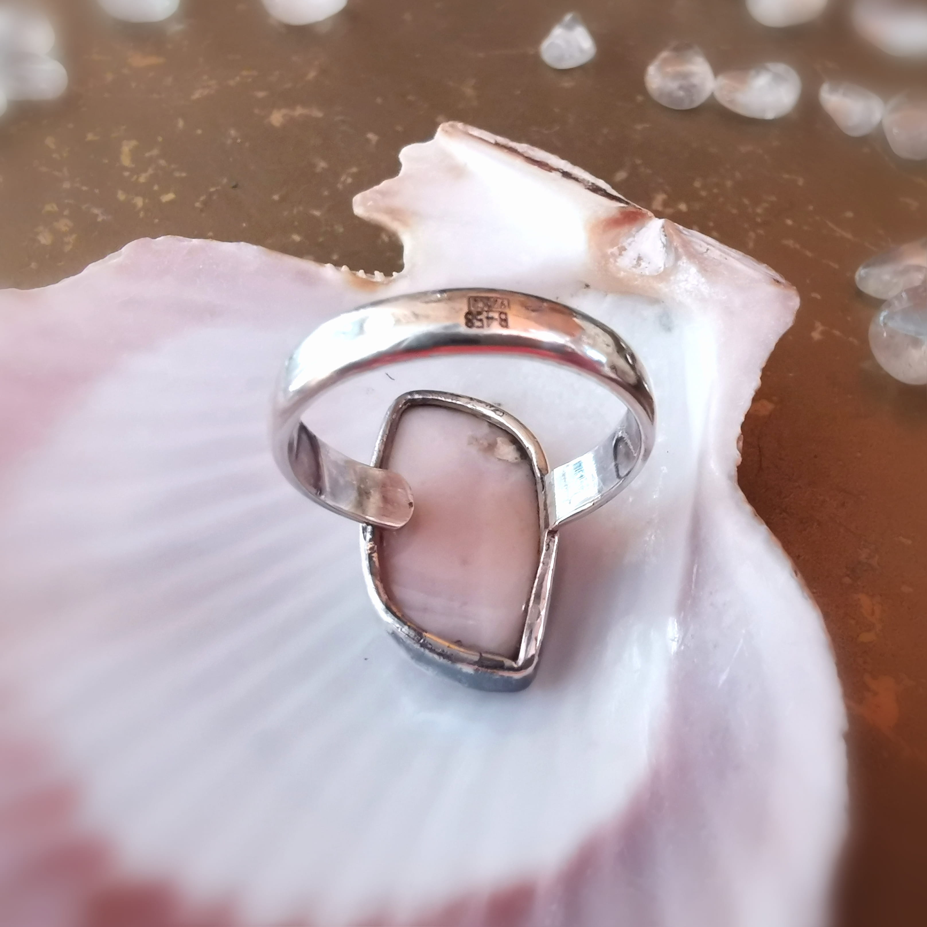 Rosa Opal Edelstein Ring Sterlingsilber – geweiht für Liebe, Sanftmut & Herzenswärme