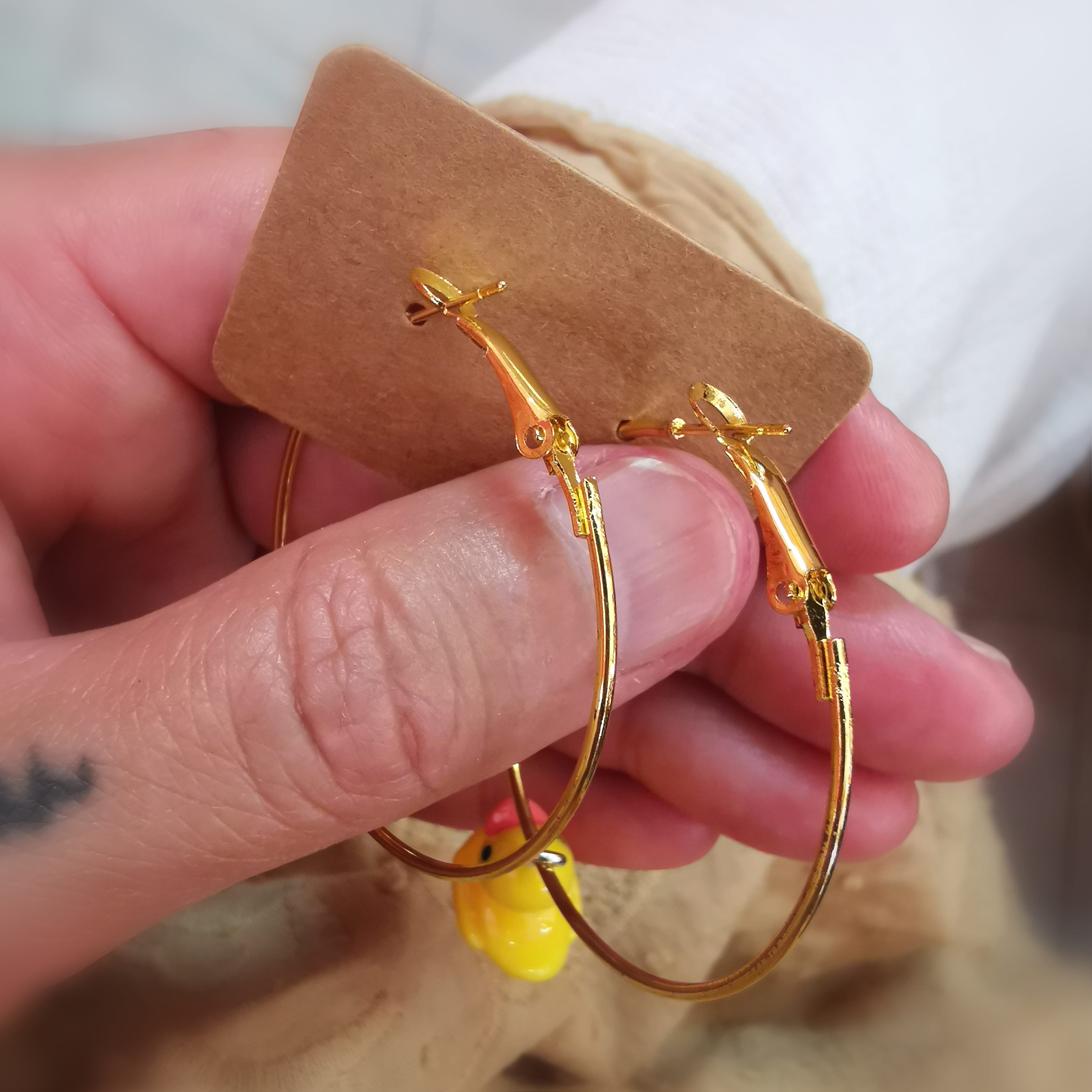 Enten Creolen Gold Edelstahl – Gute Laune Statement Ohrringe