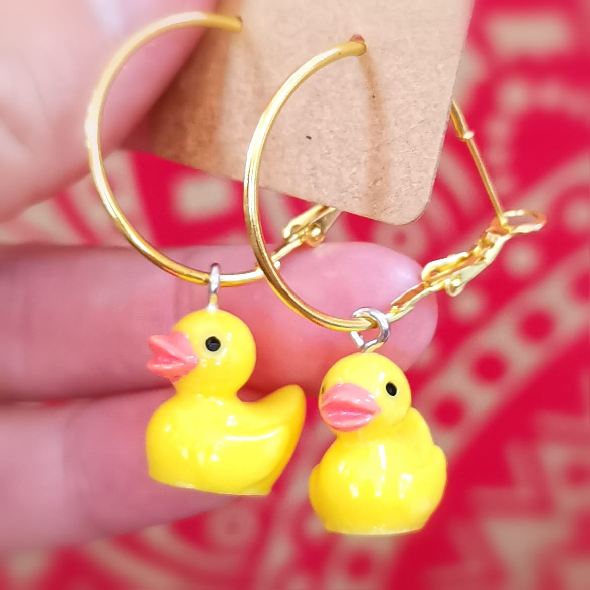 Enten Creolen Gold Edelstahl – Gute Laune Statement Ohrringe von Mallorca