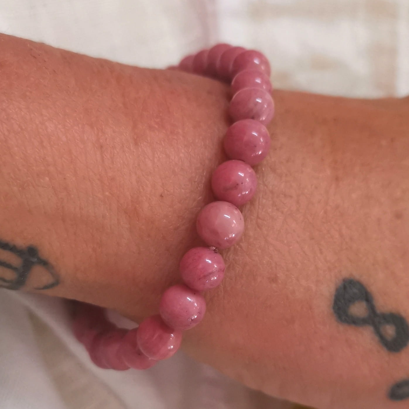 Rhodochrosit Yoga Karma Heilstein Armband – Herzchakra, Selbstliebe & Lebensfreude