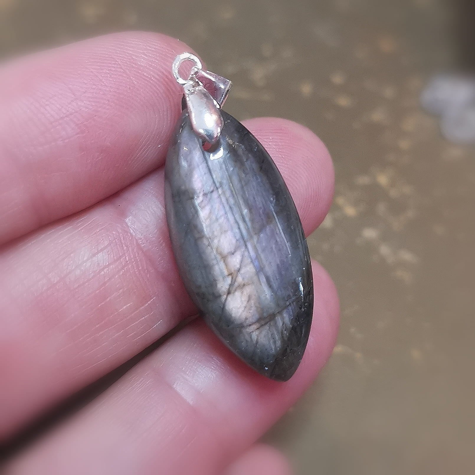Labradorit Mondstein AA Qualität Karma Anhänger – Sterlingsilber, Harmonie & Intuition