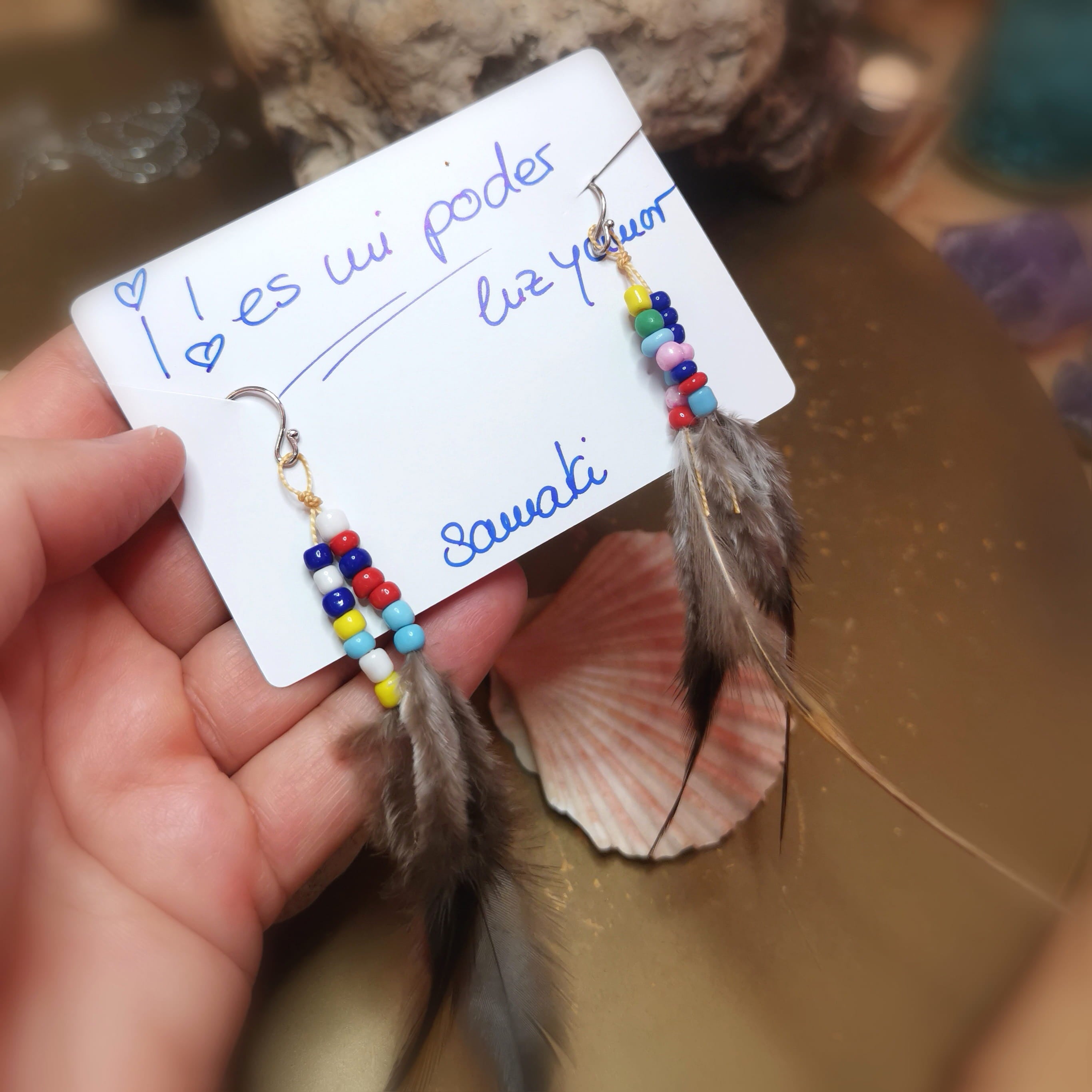 Feder Schmuck Ohrringe #Kraft – Naturfedern, Boho Hippie Lebensfreude