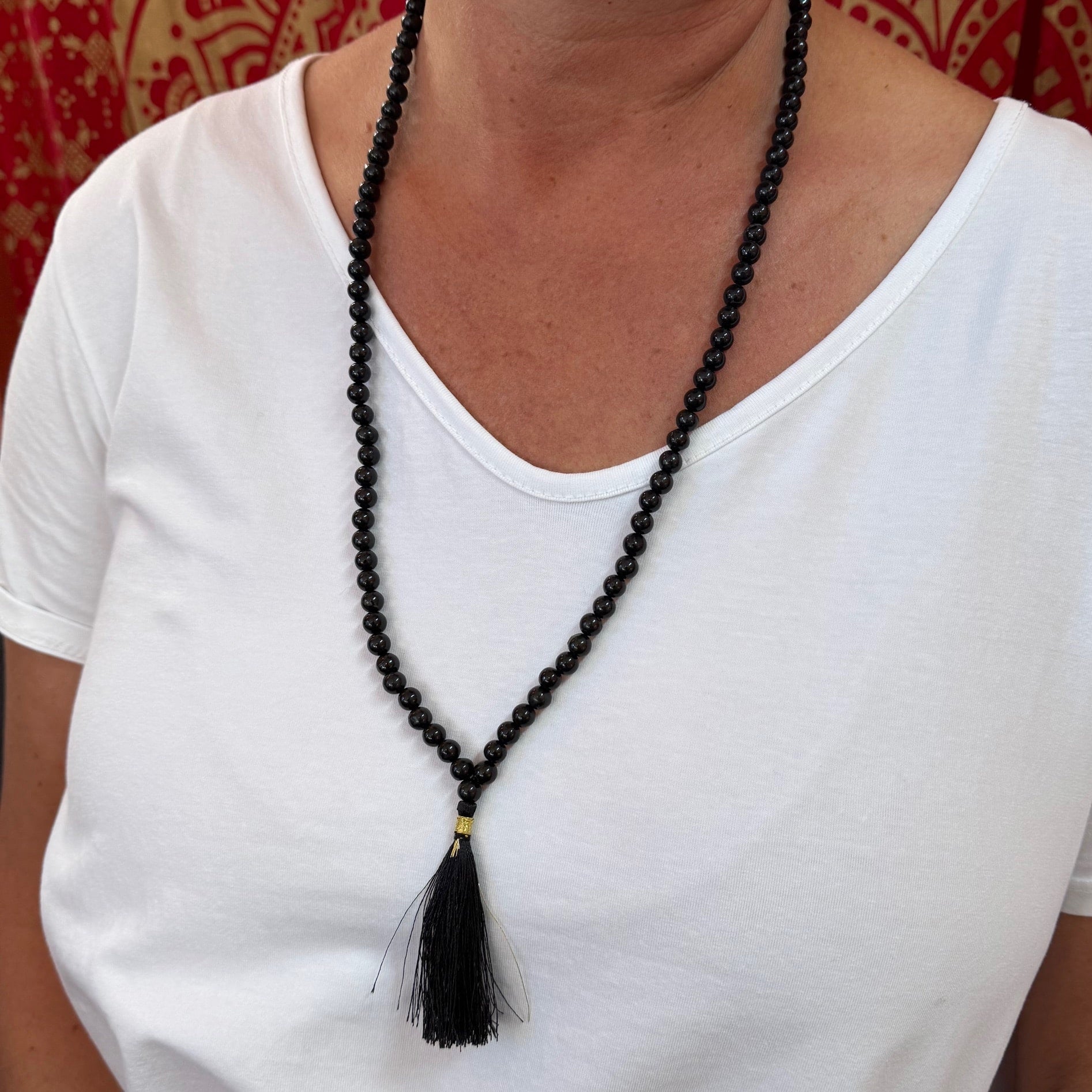 🖤 Shungite Gemstone Mala – 108 Beads for Aura Protection, Grounding & Meditation