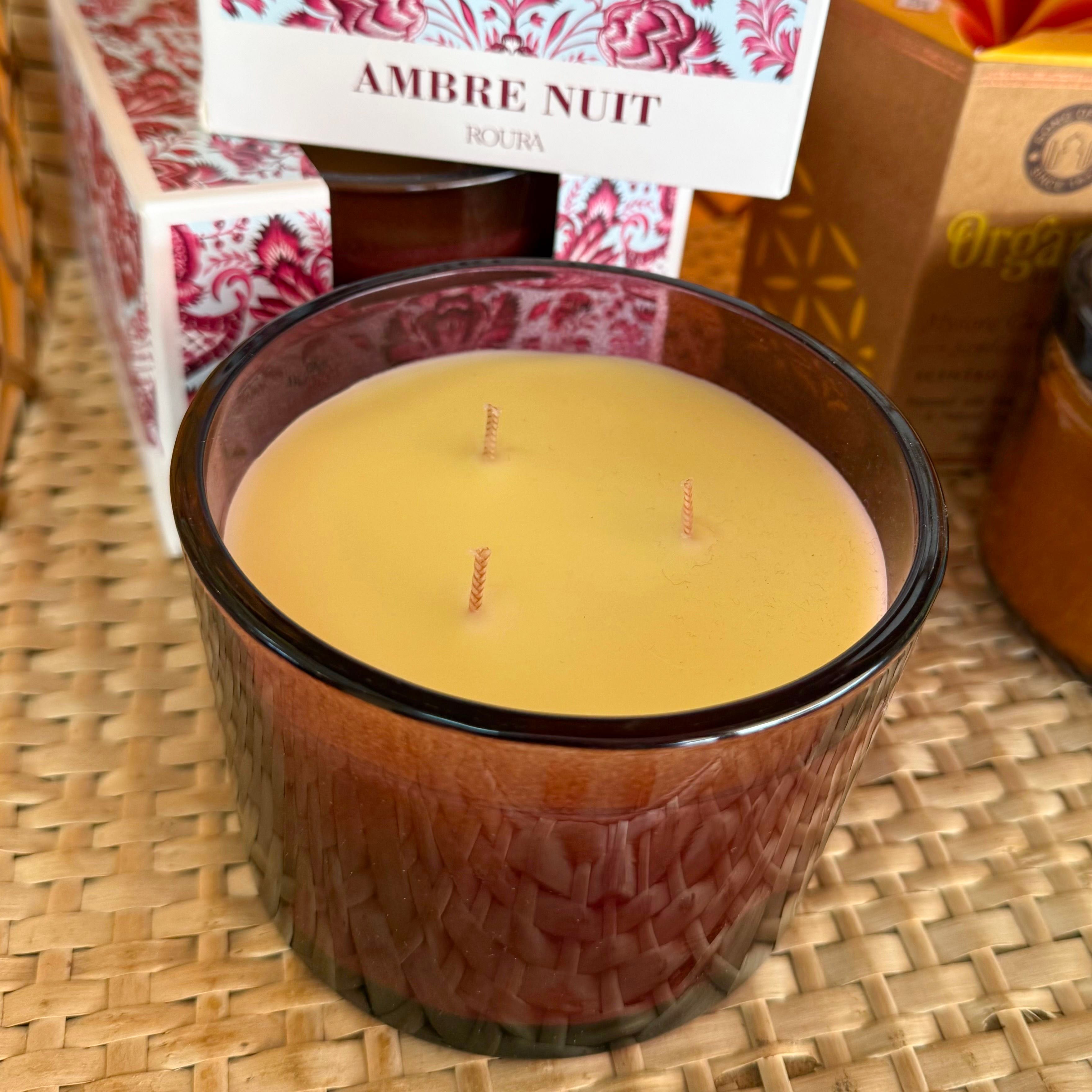 Ambre Nuit Duftkerze – warme Amber Duftkerze im Glas – 3 Dochte 300 g