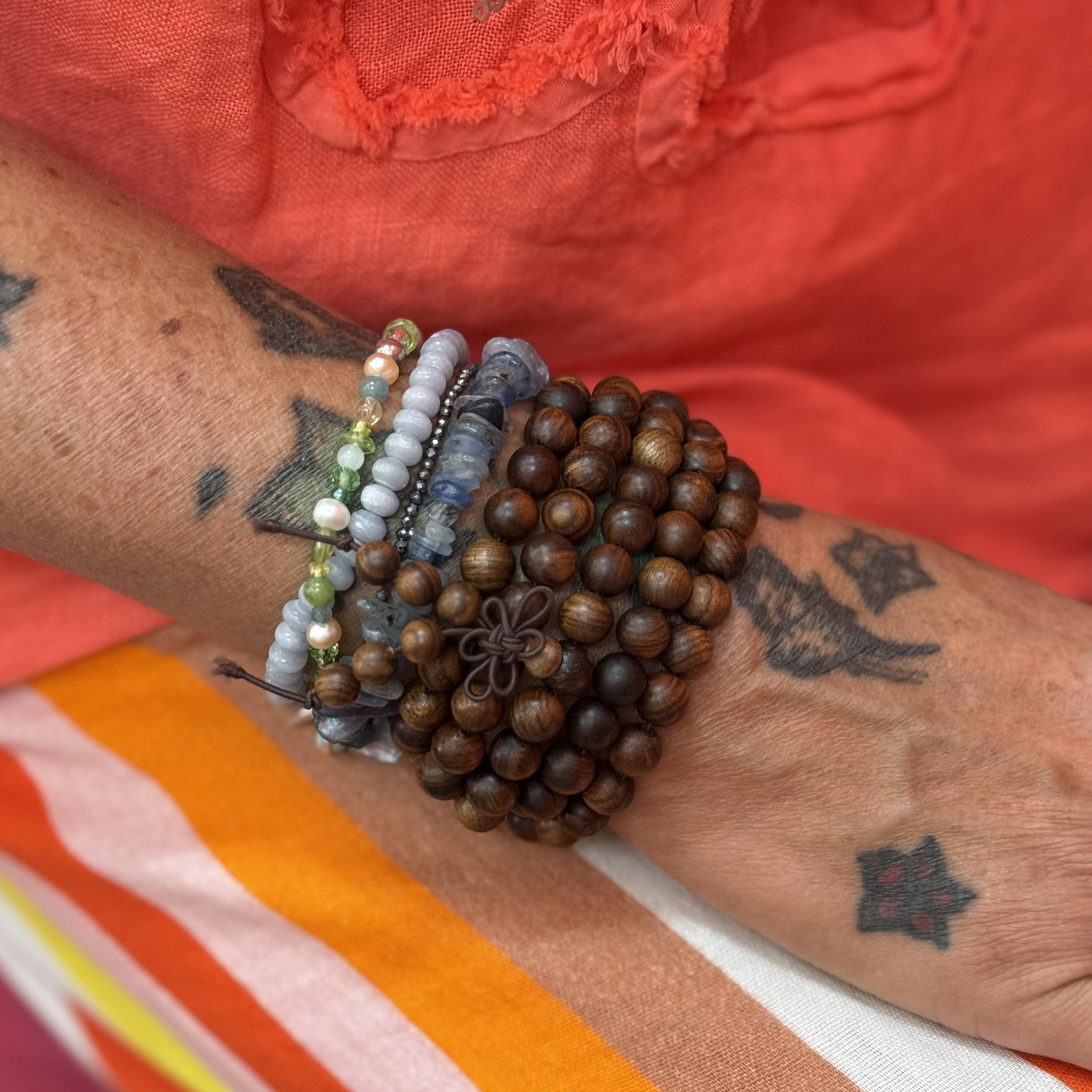 Japanisches Holz Mala, Meditation Gebet Entspannung 108 Perlen, Buddha Boho Kette