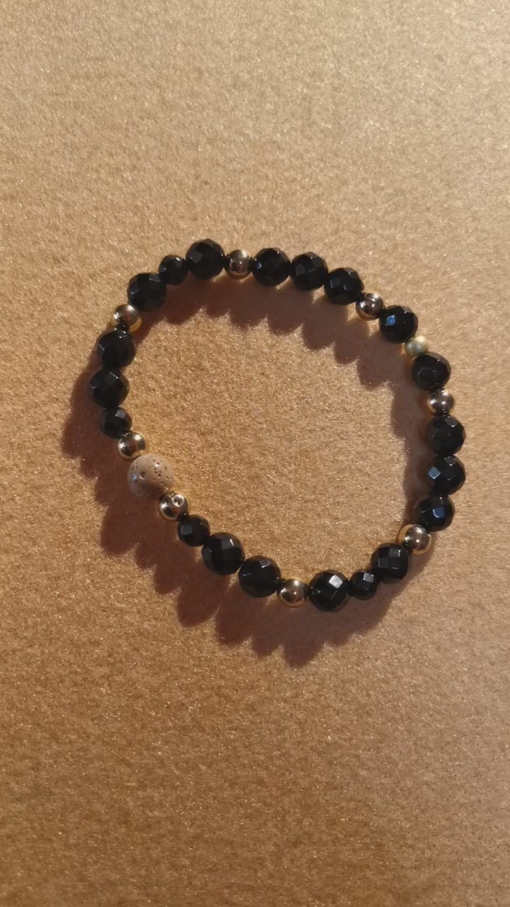 Lotus Gagat Edelstein Heilstein Karma Armband, geweiht, Samen und Kohle, Eigenliebe und Liebe