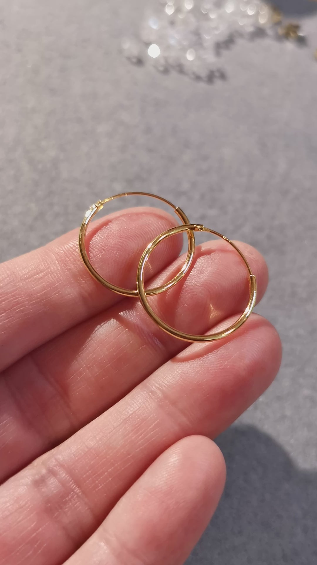 Gold Creolen Ohrringe, edler Hippie Ohrschmuck 20 mm vergoldet, Lust auf Sommer