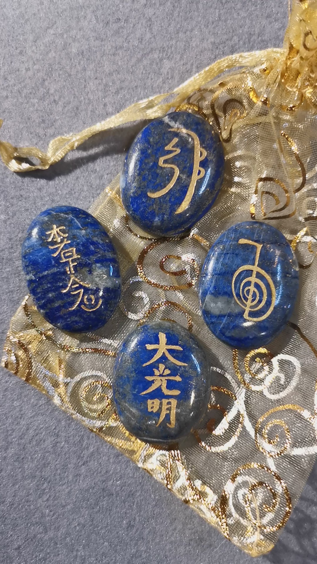 Lapislazuli Edelstein Handschmeichler, Reiki Meditations Set- Licht und Liebe, geweiht - Optimismus