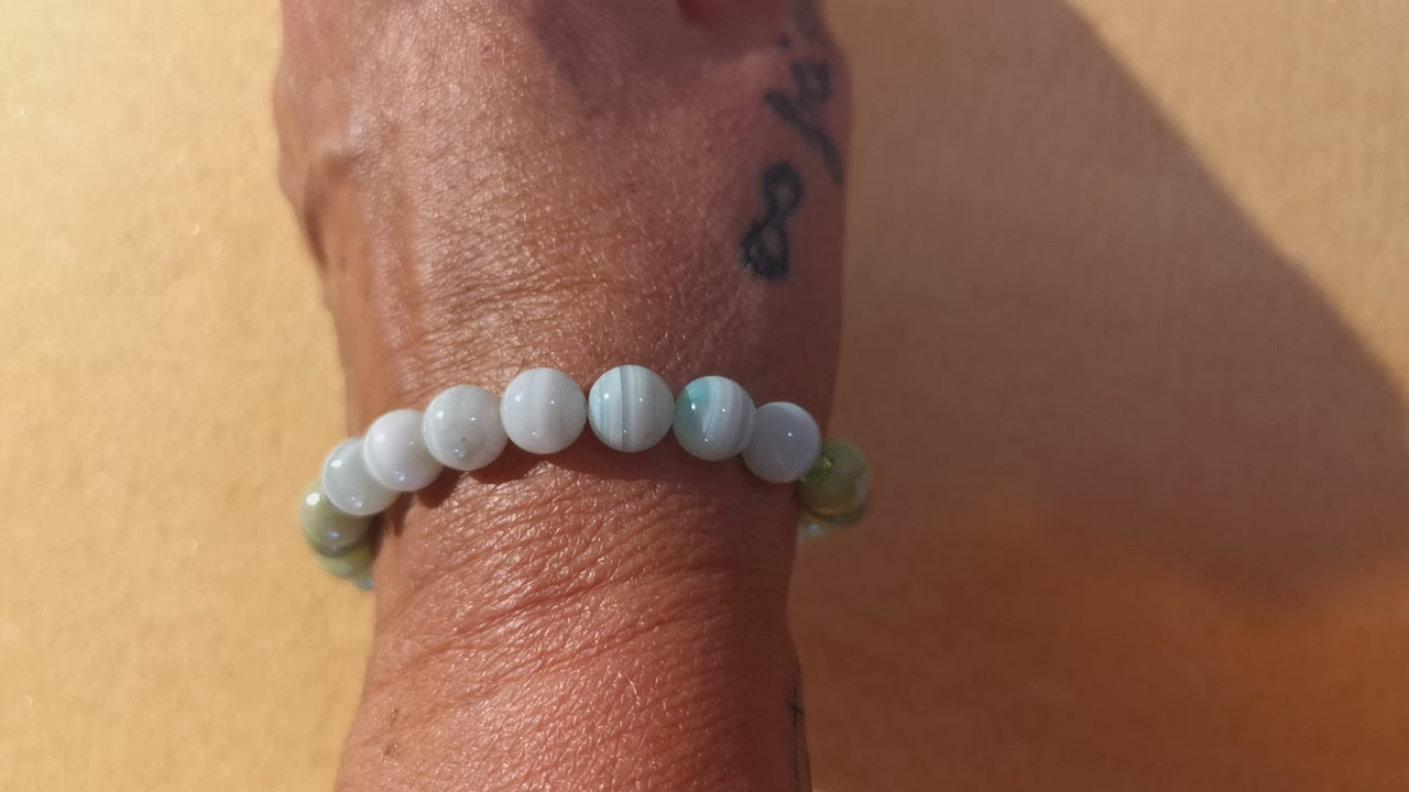 Jade Friedensachat Kristall Edelstein Karma Armband, Chakra Heilsteine, geweiht - Gelassenheit und Innerer Frieden