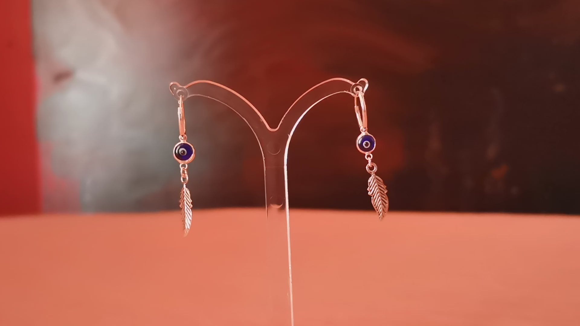 Auge von Nazar türkisches Auge Murano Glas Feder Creolen Ohrringe Sterlingsilber, geweiht - Schutz