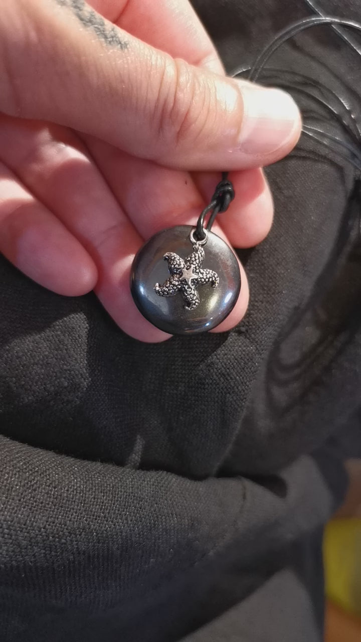 Hämatit Edelstein Heilstein Seestern Design Krafttier Karma Kette Wellness Chakra - Kraft und Vertrauen
