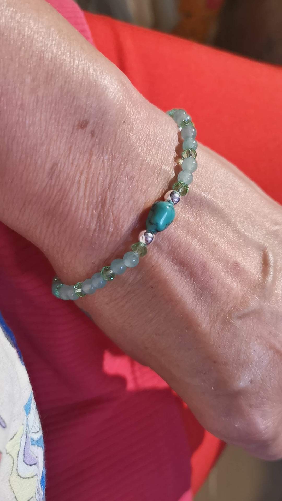 Türkis Aventurin Karma Edelstein Armband, geweiht, Chakra Heilsteine, Gelassenheit und Freiheit