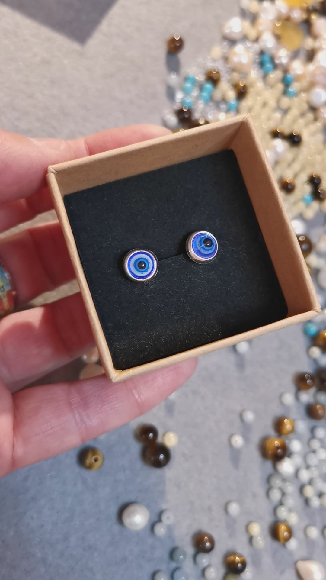 Auge von Nazar türkisches Auge Murano Glas Ohrstecker Ohrringe Sterlingsilber, geweiht - Schutz