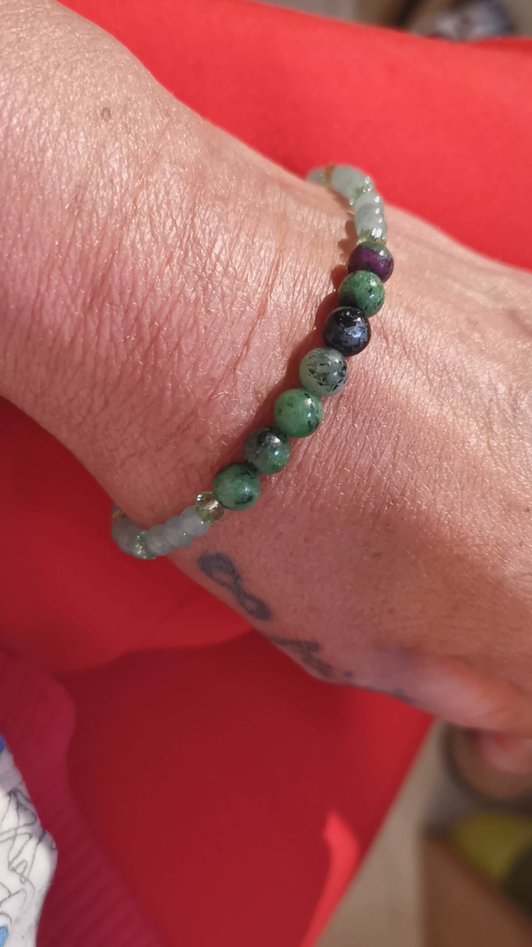 Rubin Zoisit Aventurin Karma Edelstein Armband, geweiht, Herzschutz Heilsteine, Gelassenheit