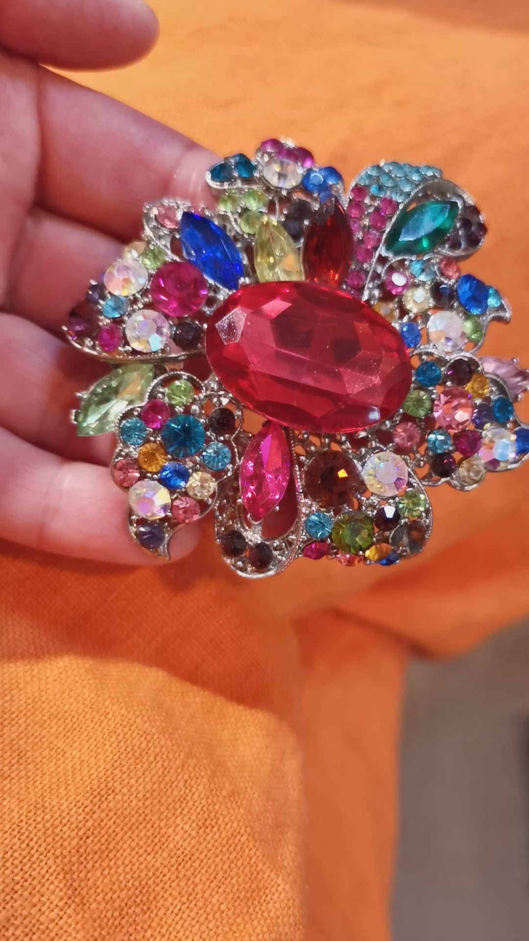 Brosche Anstecknadel XL made with love, bunt, Metall, Hippie Boho Mode Schmuck, lebe liebe lache