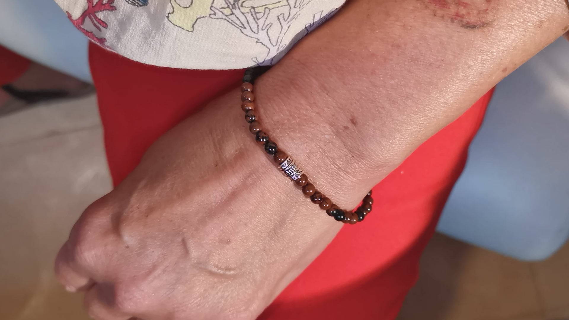 Mahagoni Obsidian Edelstein Karma Armband, geweihtes Heilstein, Lebensenergie und Lebenswille