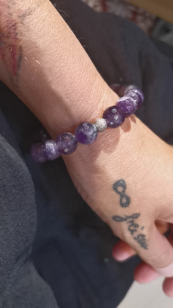 Amethyst Edelstein Heilstein Karma Armband. geweiht - Entspannung und Vertrauen