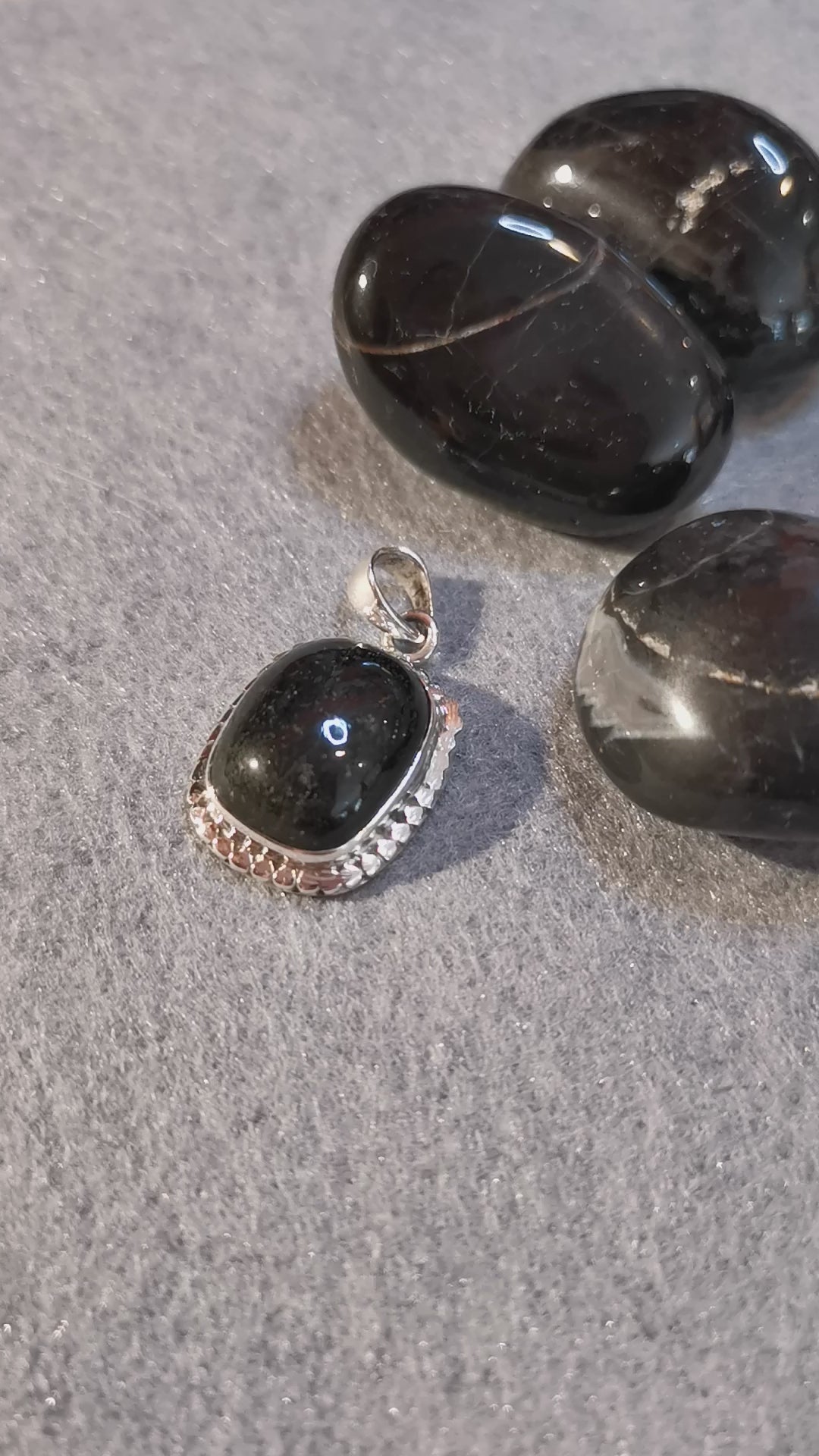 Turmalin Edelstein Heilstein Sterlingsilber Karma Chakra Anhänger, Aura Schutz und Kraft