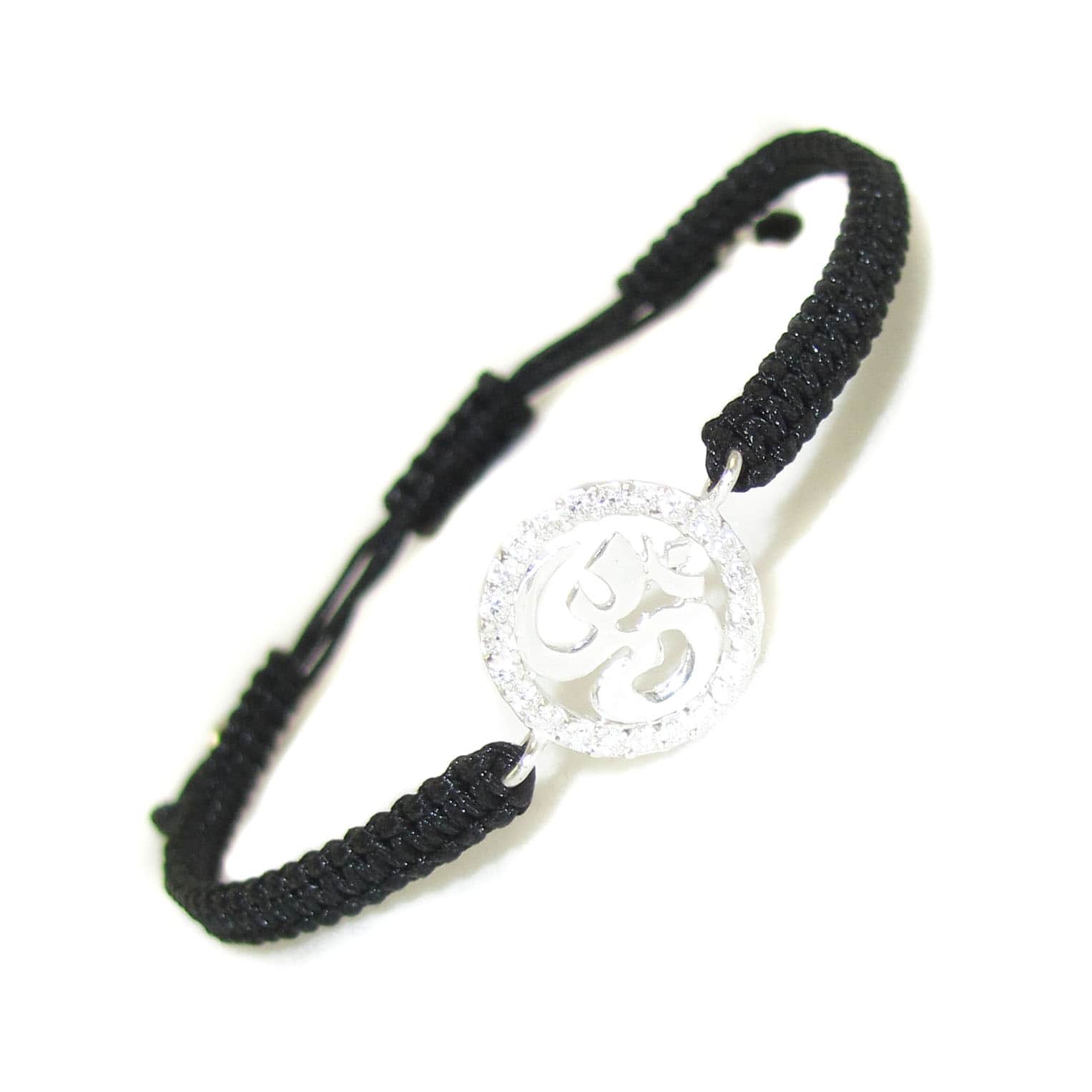 OM Symbol Makramee Strass Armband schwarz - innerer Frieden