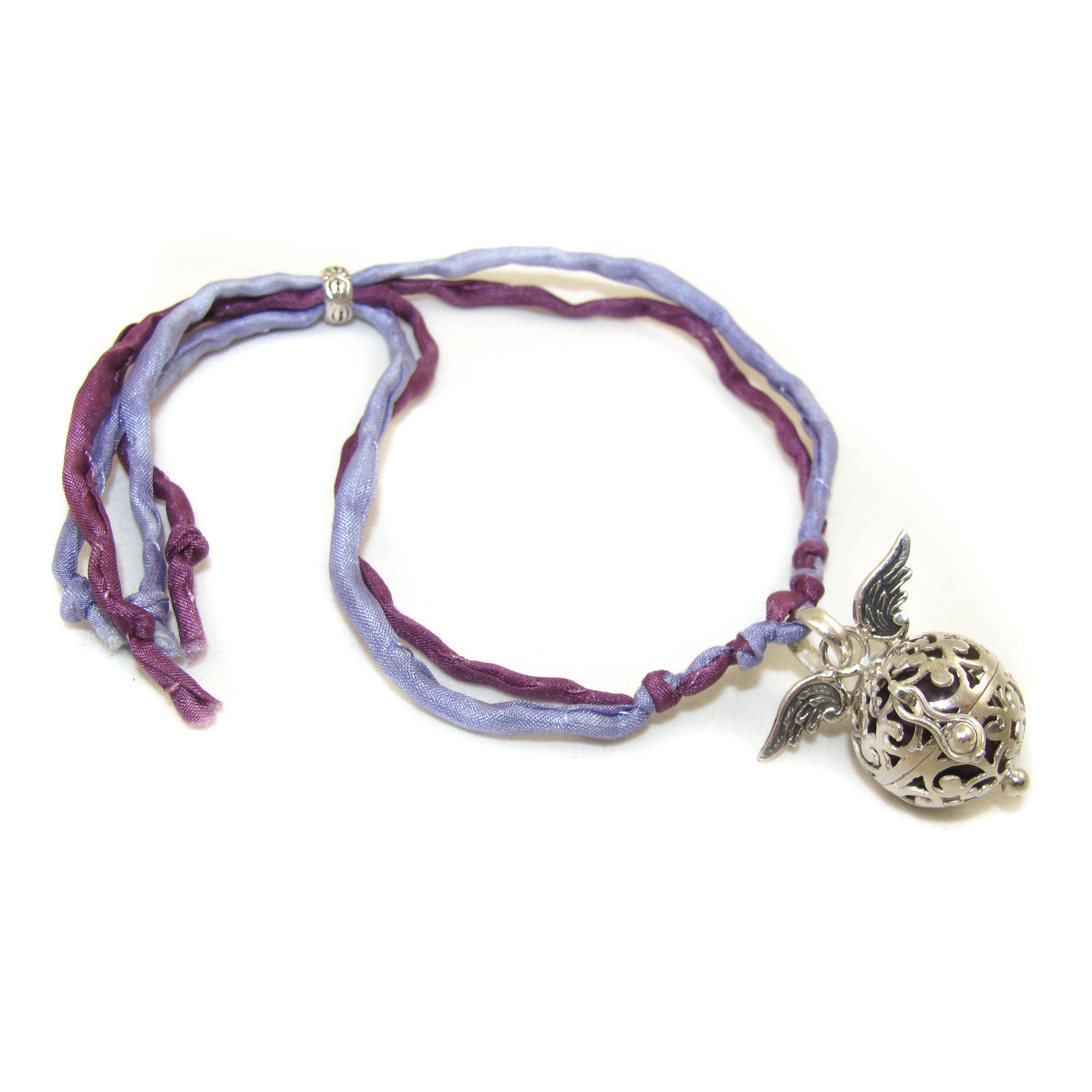 love, peace, happiness - Engelsrufer Armband mit Seide, Lila - Freiheit