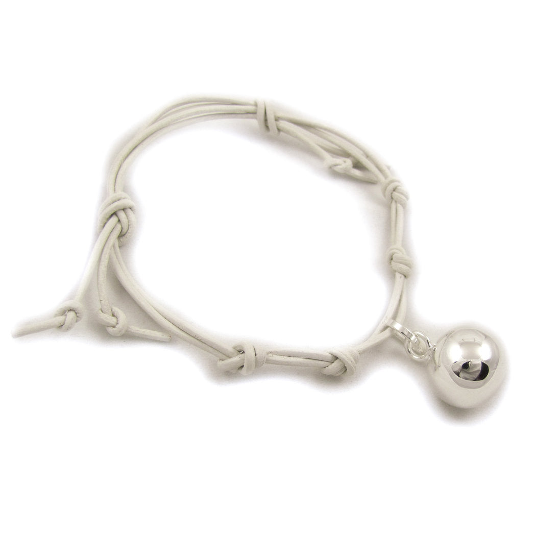 Engelrufer Klangkugel Leder Armband, weiss - Klarheit