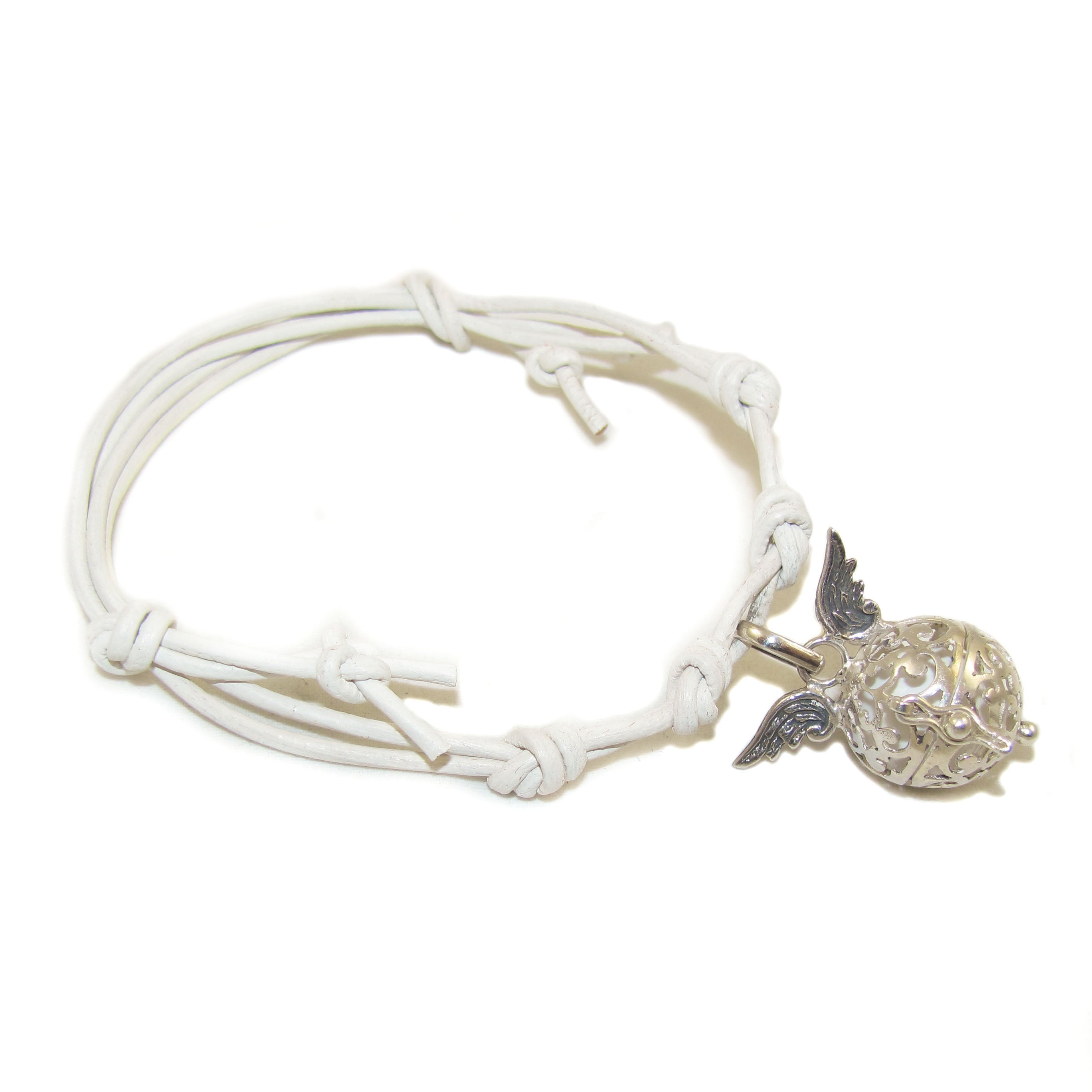 Engelsrufer Flügel Leder Armband, weiss, alle Grössen - Harmonie