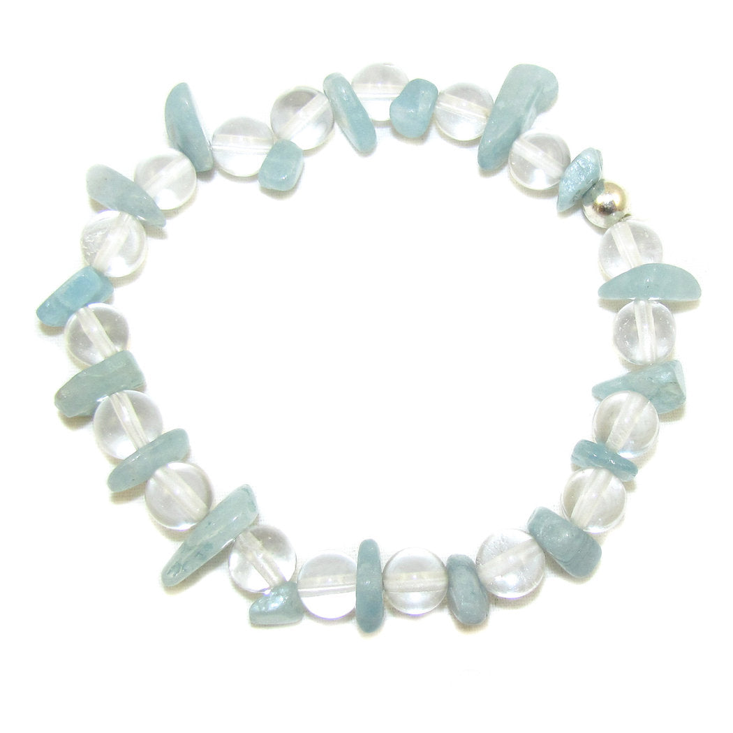 Aquamarin Bergkristall Glückskind Talisman Edelstein Armband - für Frische