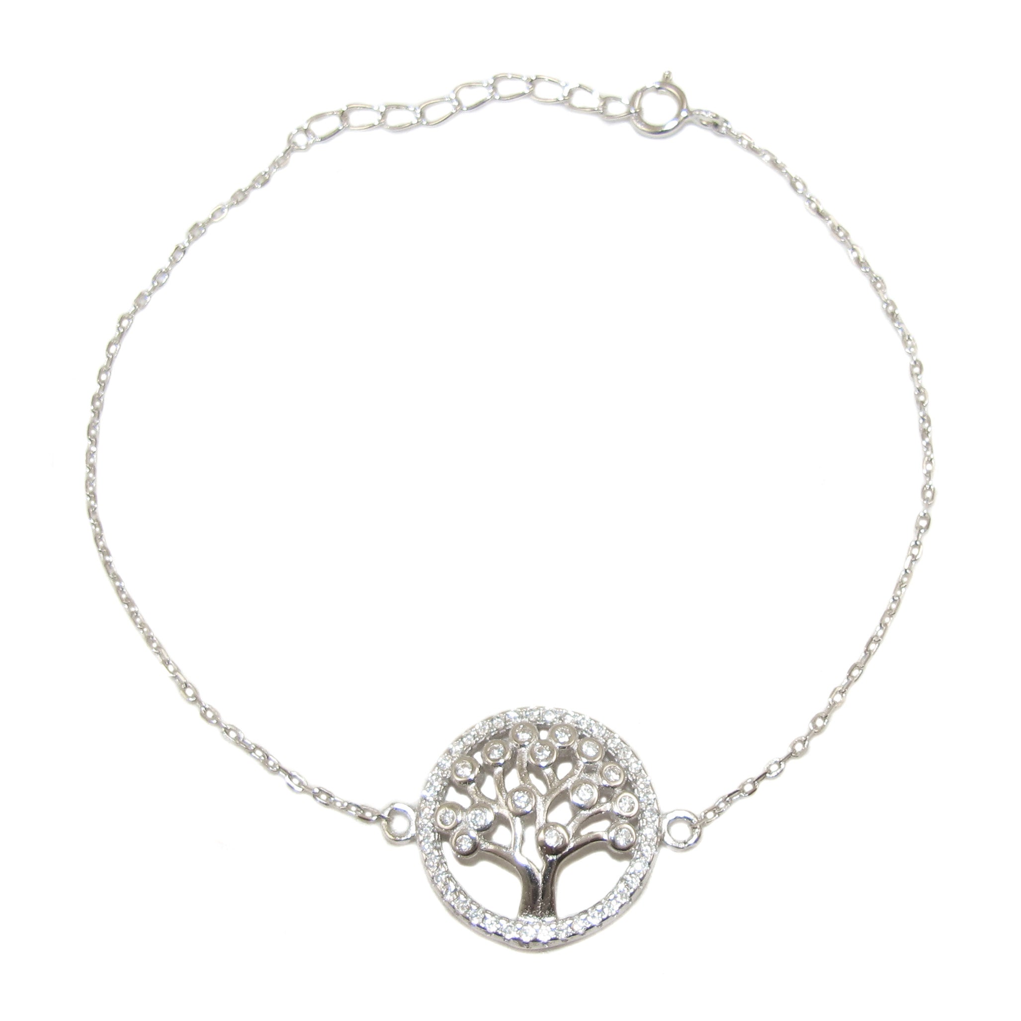 Lebensbaum Sterlingsilber Strass Armband - Kraft, Erdung