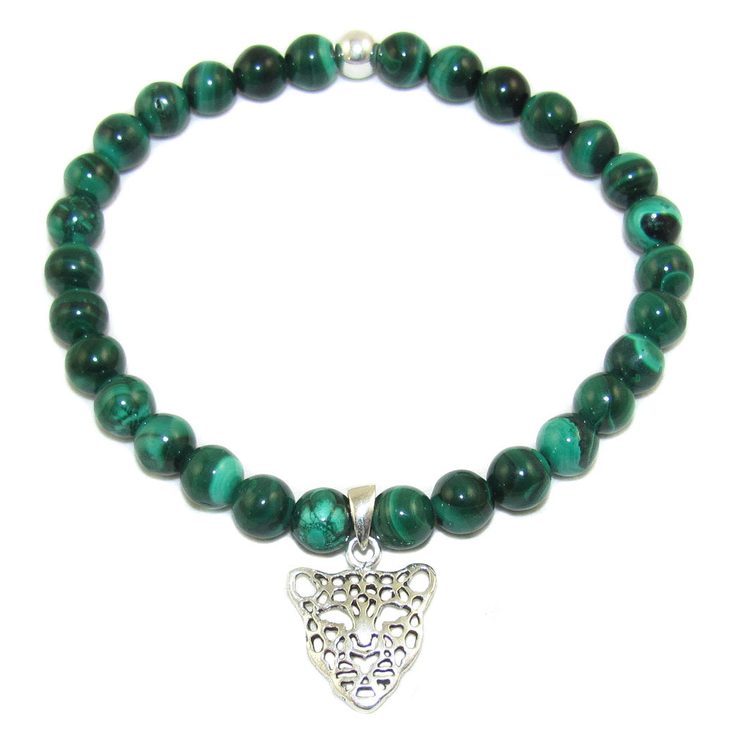 Malachit Karma Edelstein Armband mit Leopard, Mut und Kraft - samaki originals