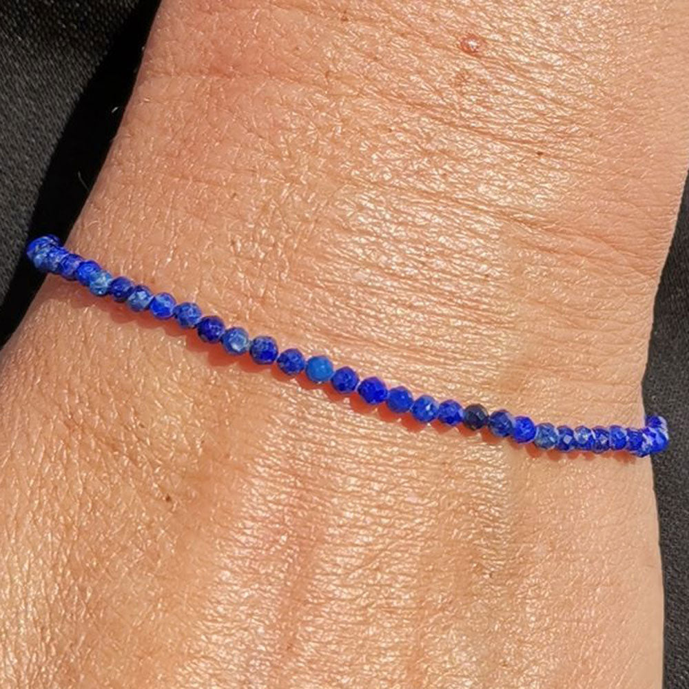 Lapislazuli Armband filigran, 2 mm Heilsteine, wellness Edelstein Schmuck