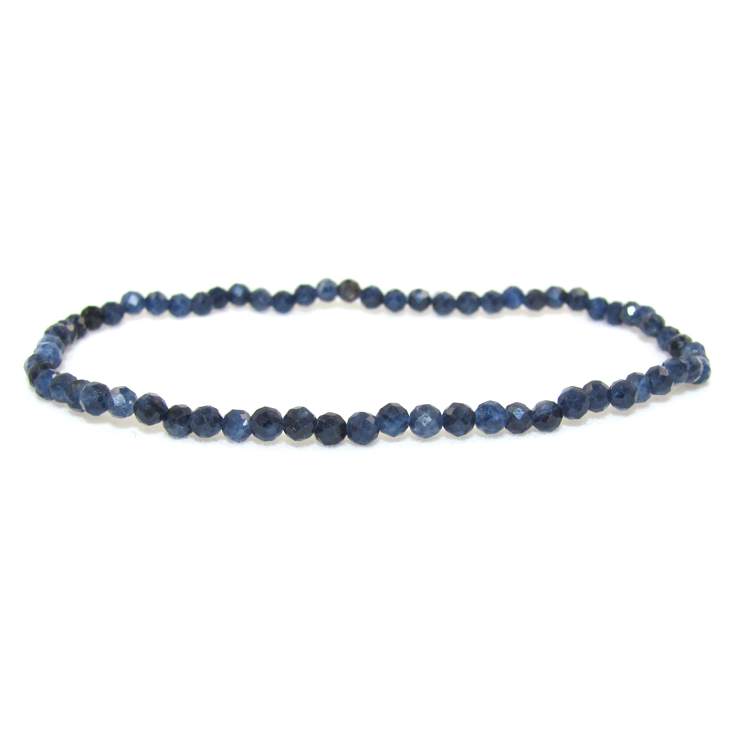 edles Saphir Korund Edelstein Armbändchen, 2 mm Heilsteine, nachtblau