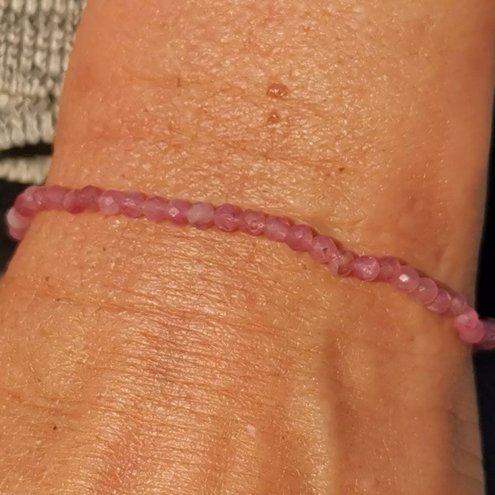 rosa Turmalin Edelstein Heilstein Armband, filigran 2 mm, Herzschutz #mitLiebe