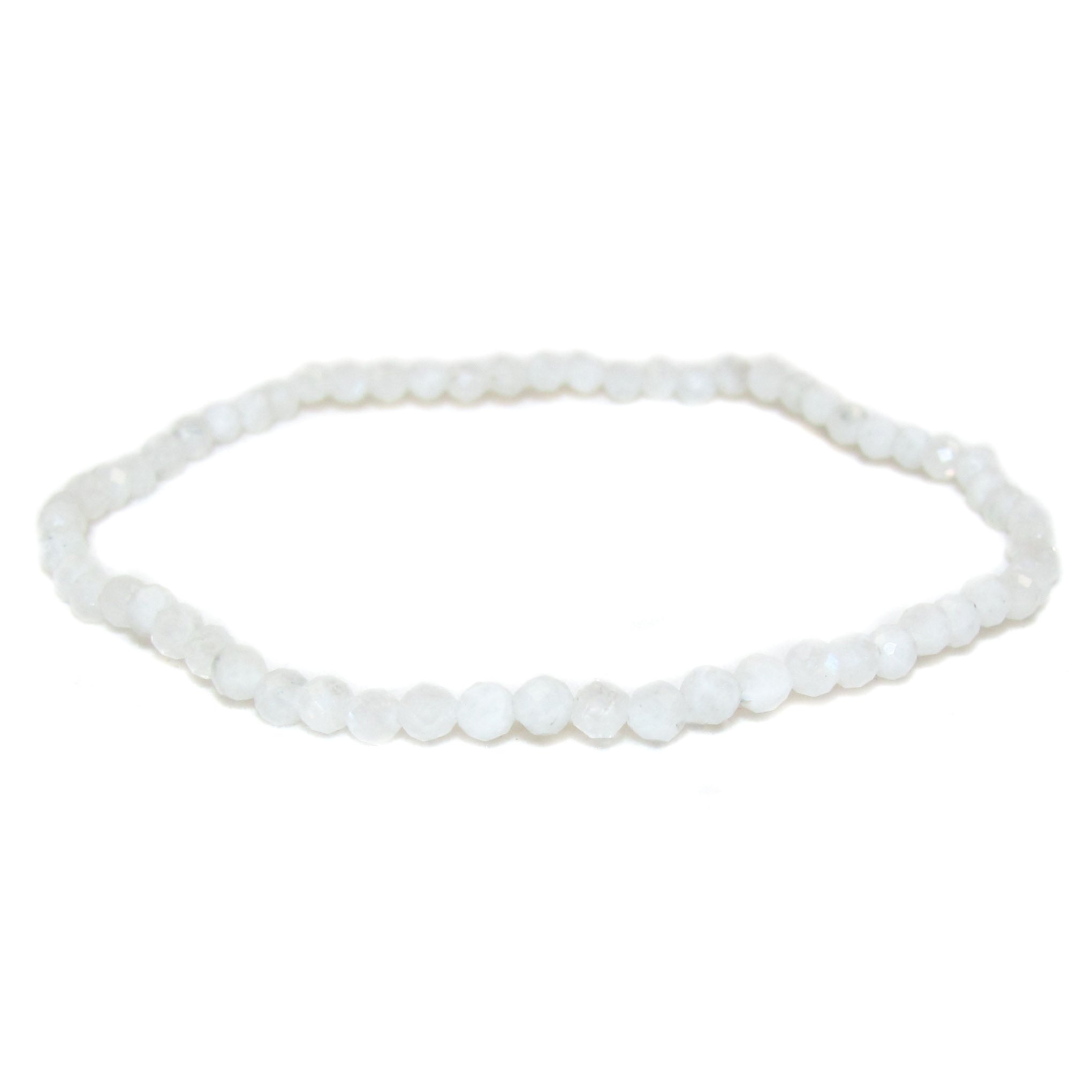 weißer Mondstein extra Qualität, edles Heilstein Armband, 3 mm Edelsteine, Klarheit