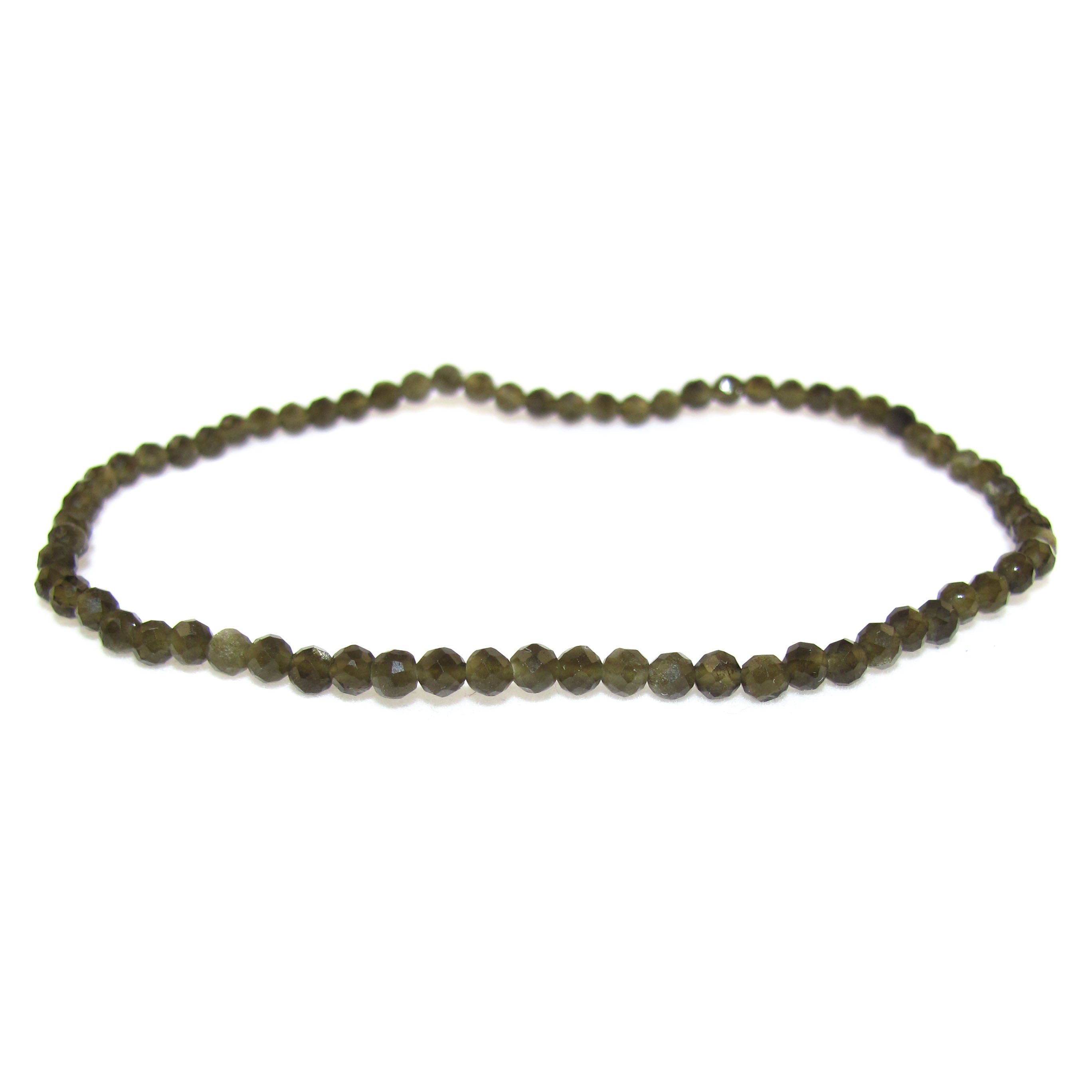 Gold Obsidian Edelstein Armband, filigran, 2 mm Heilstein Perlen, Kraft und Gesundheit