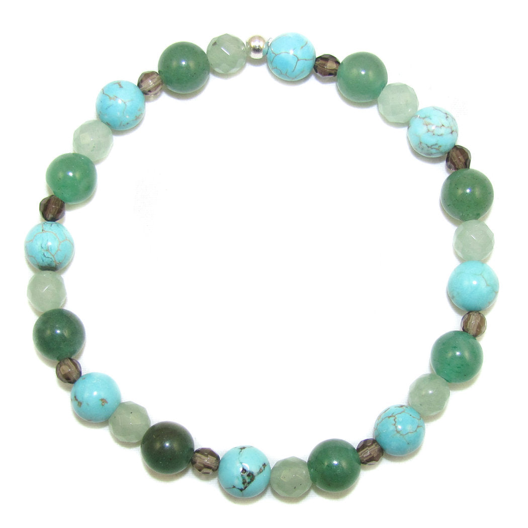 Aventurin Türkis Rauchquarz Glückskind Talisman Edelstein Armband für den Mann - Herzschutz