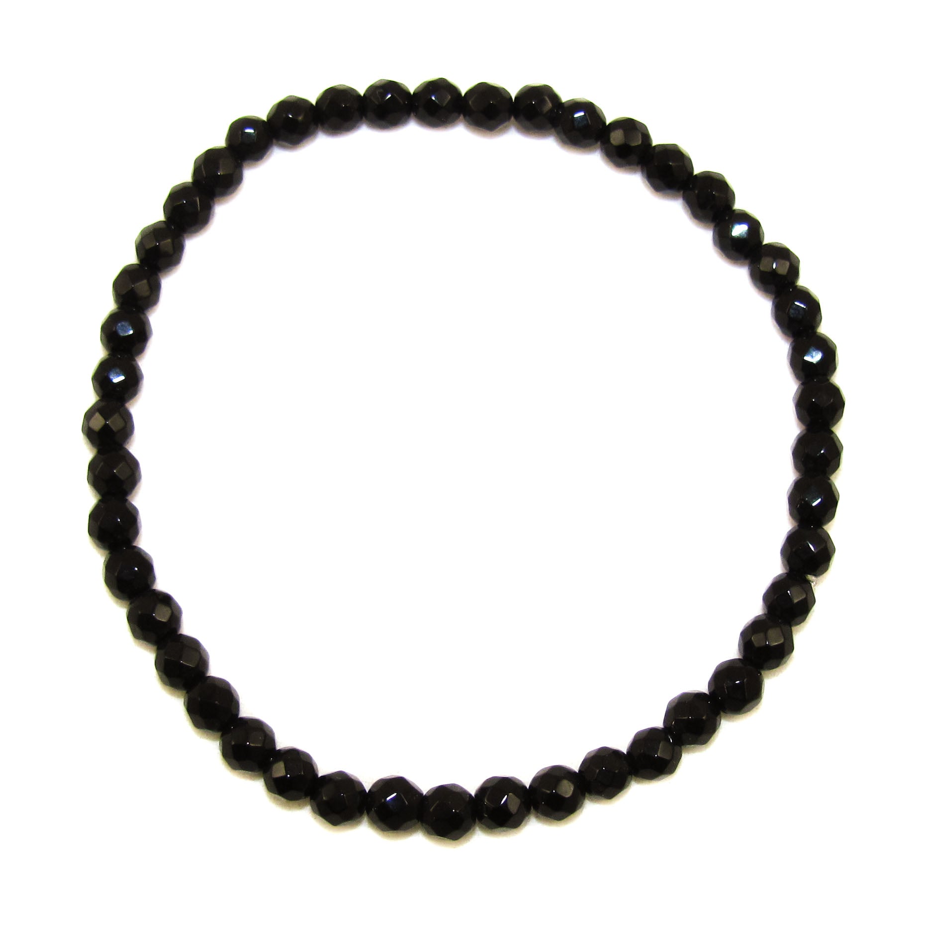 Onyx Edelstein Heilstein Armband 4 mm Perlen schwarz facettiert für Damen - Schutz