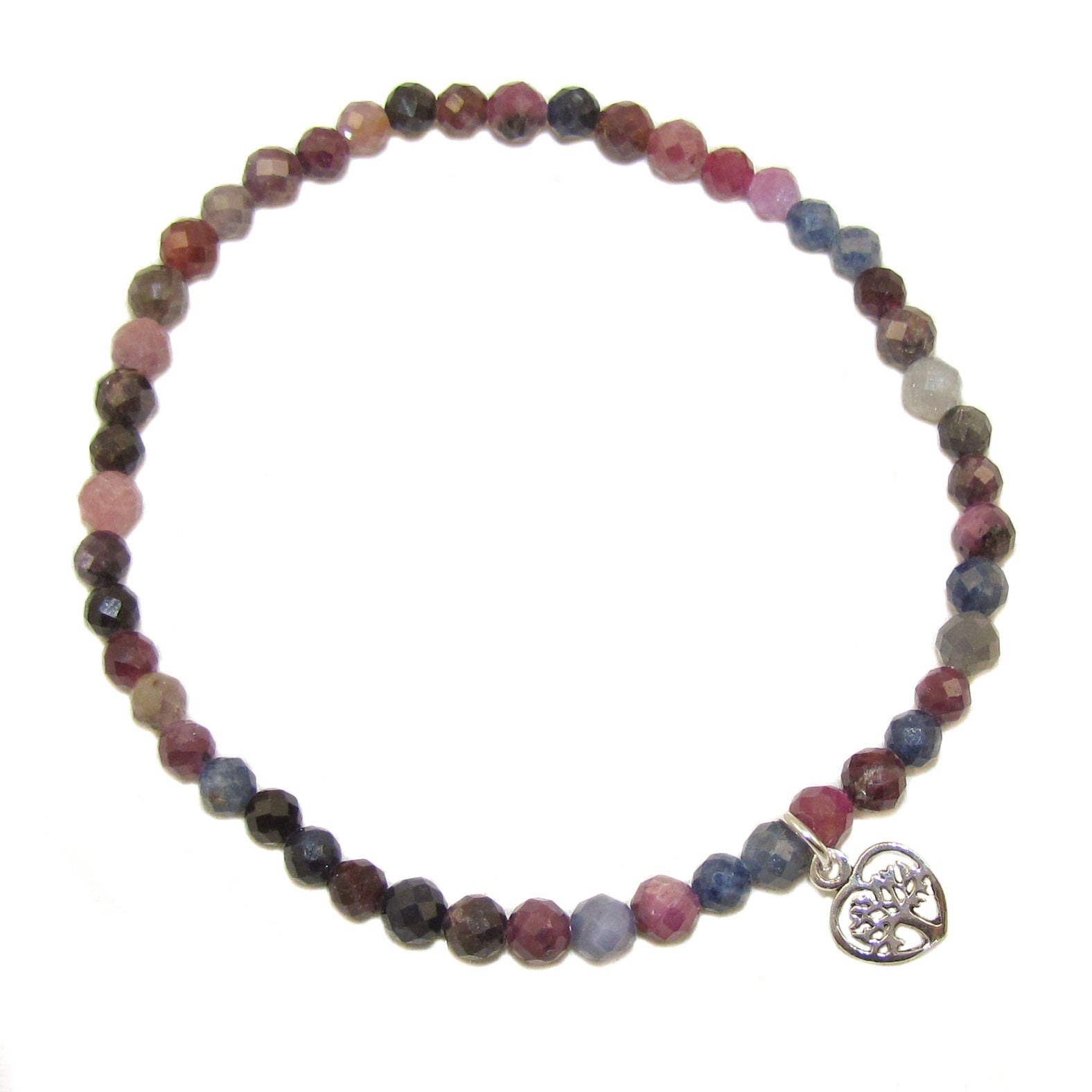 Saphir Rubin Lebensbaum Armband, Glückskind Talisman - Erneuerung, Kraft