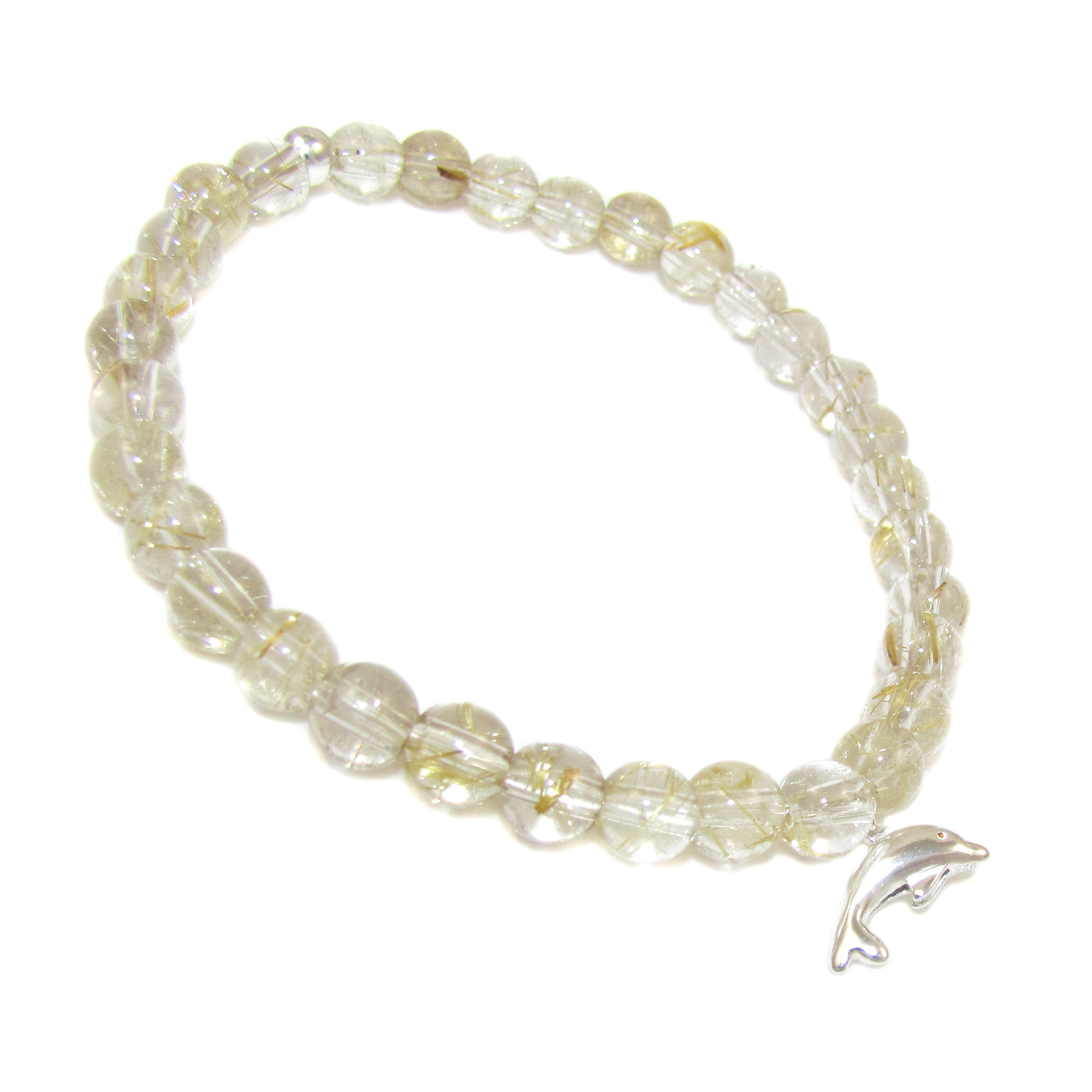 Gold Rutilquarz Edelstein Karma Delfin Armband, Leben und Lieben