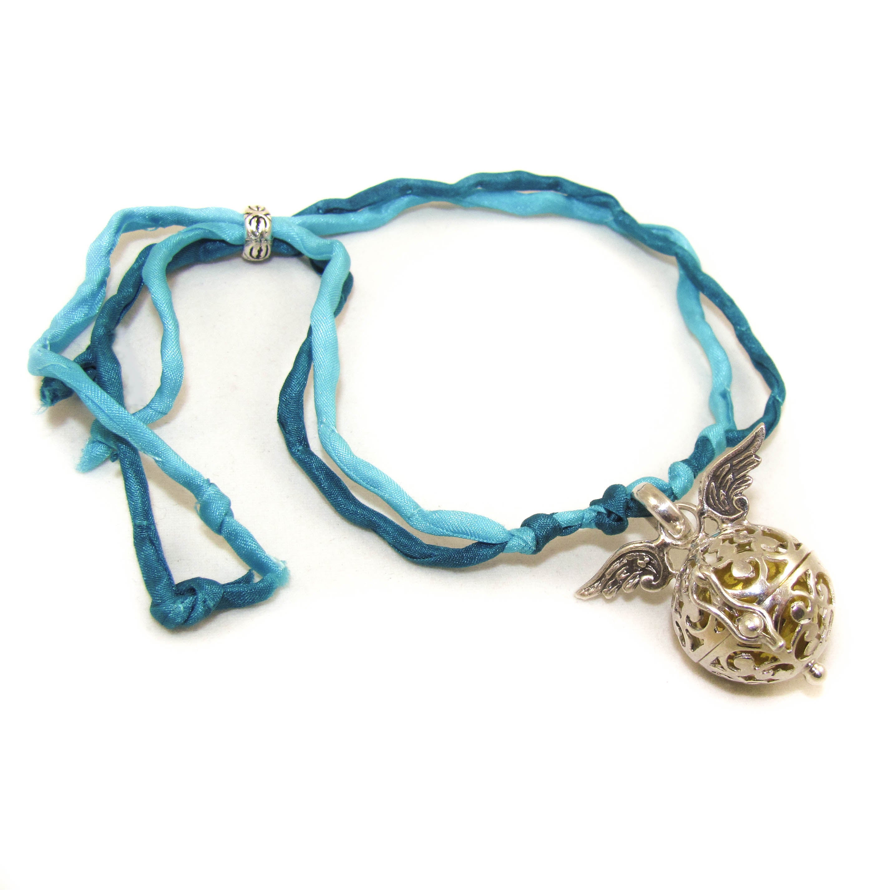 love, peace, happiness - Engelsrufer Armband mit Seide, Türkis